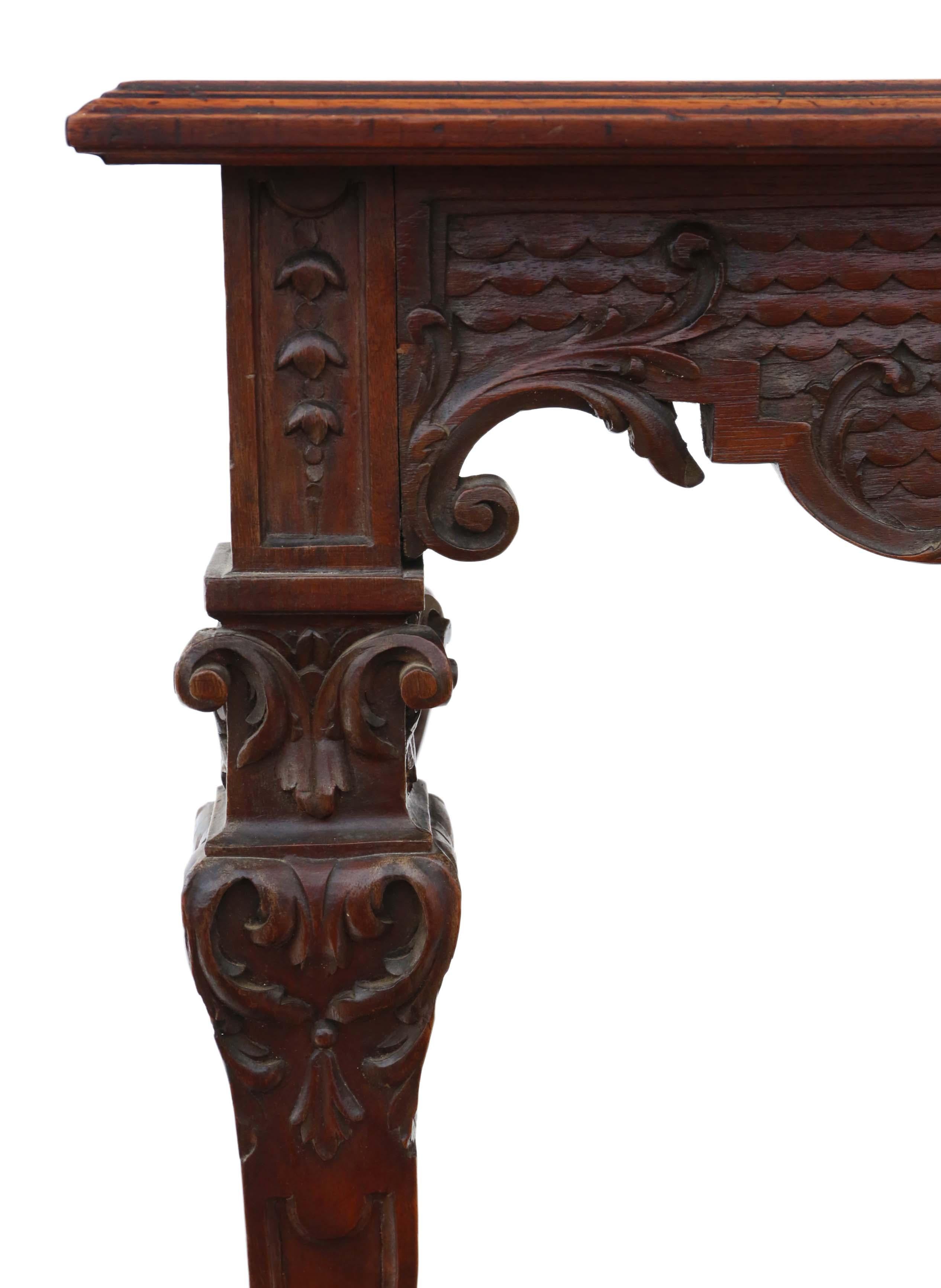 Victorian Gothic Carved Walnut Wine Table Side Occasional 2