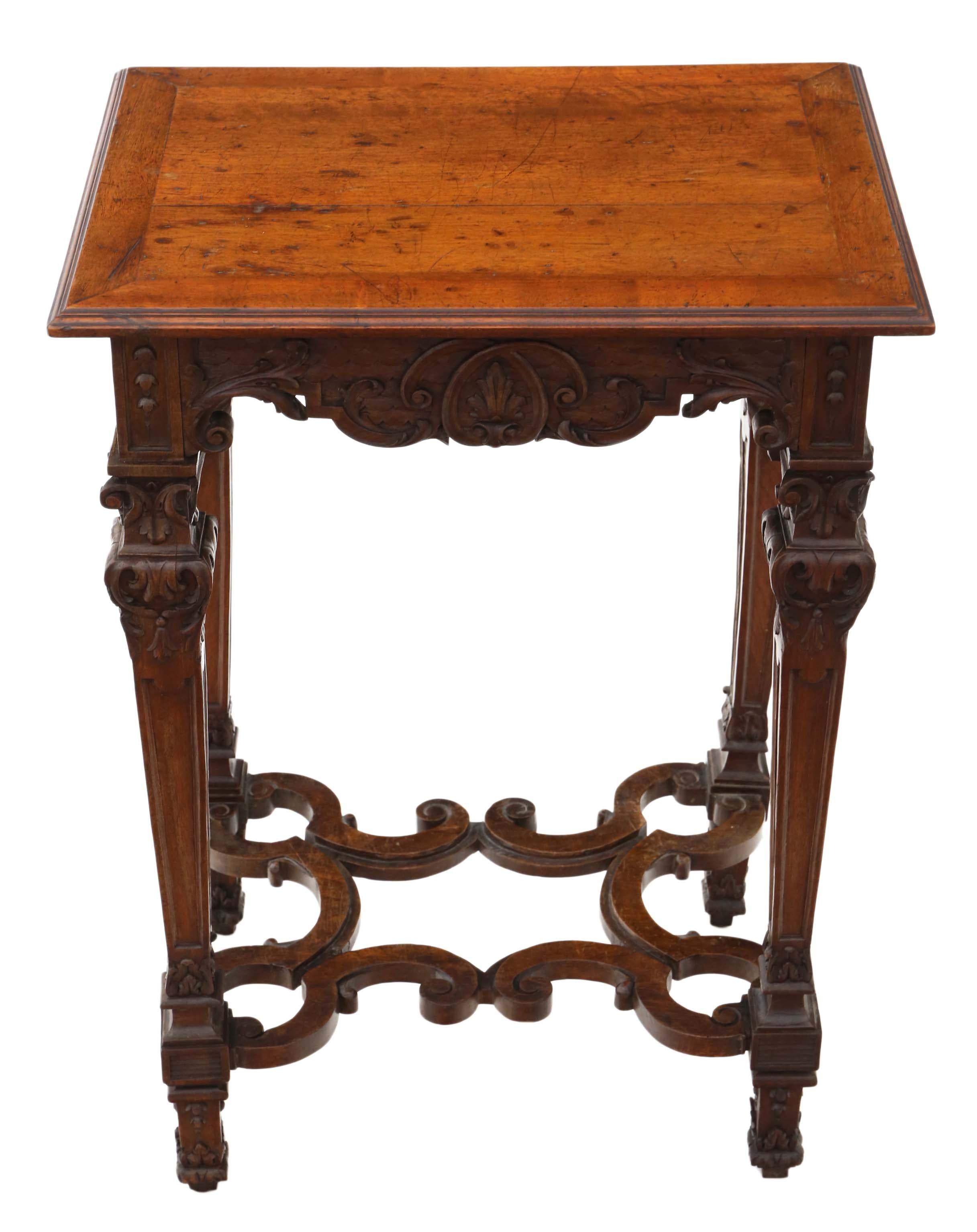 Victorian Gothic Carved Walnut Wine Table Side Occasional 5
