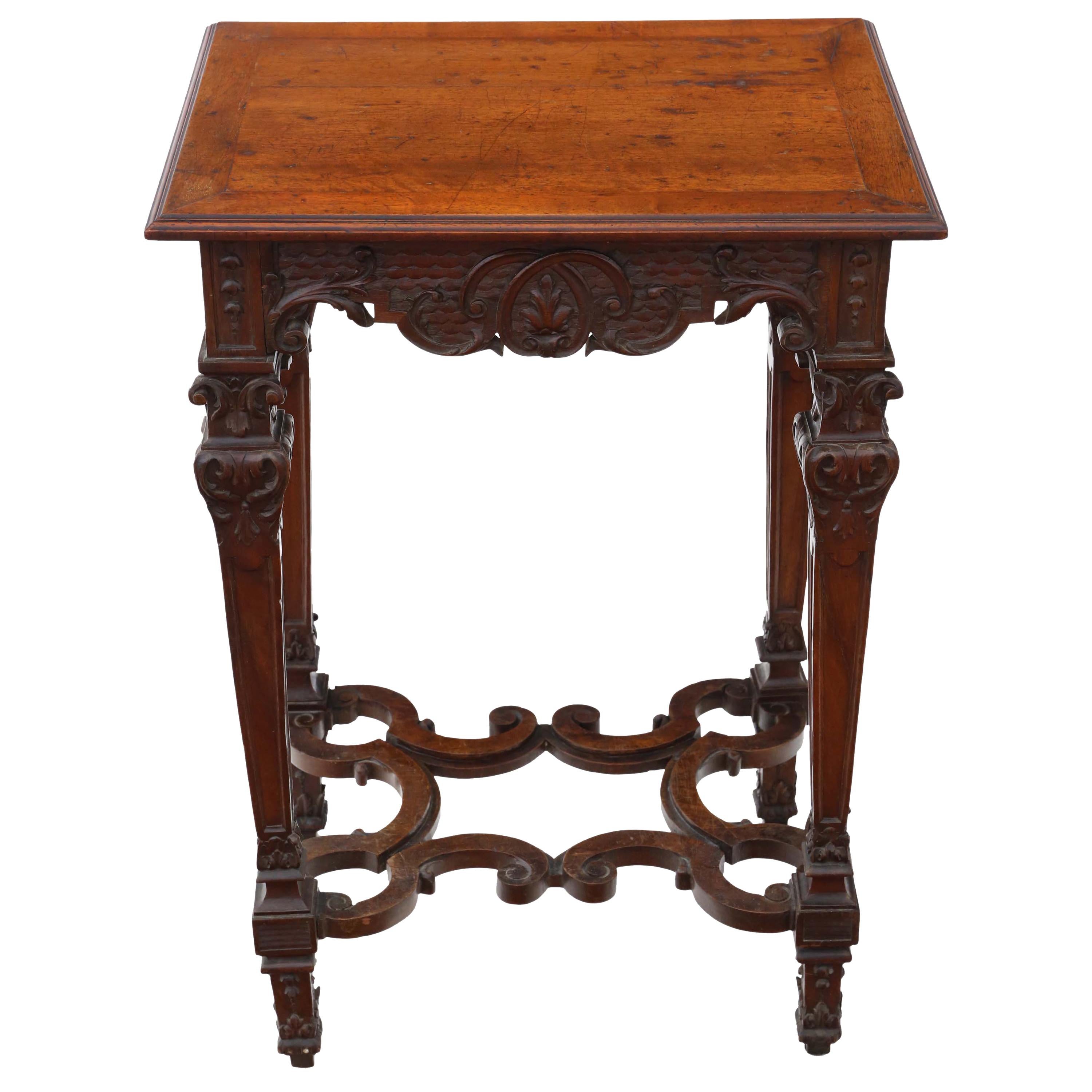 Victorian Gothic Carved Walnut Wine Table Side Occasional