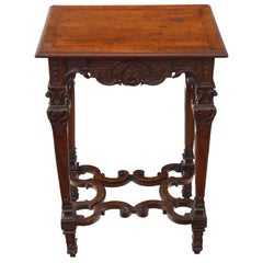 Victorian Gothic Carved Walnut Wine Table Side Occasional