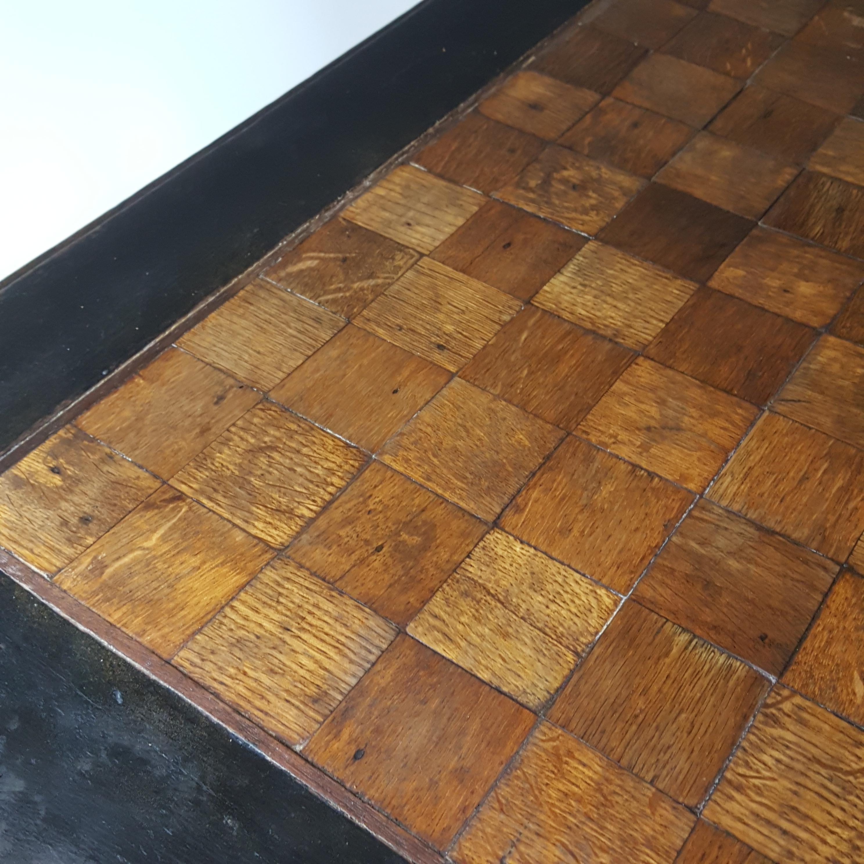 19th Century Victorian Gothic ebonised and parquetry table. For Sale