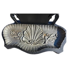 Victorian Gothic Hall Tree Coat Rack with Mirror w Cast Iron Umbrella Stand