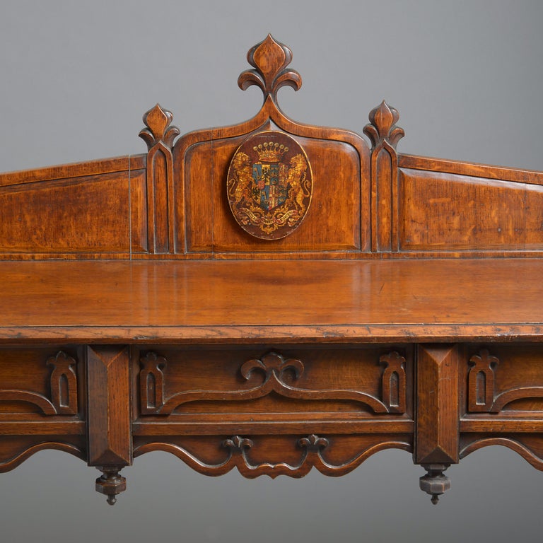 Victorian Gothic Oak Hall Table and Chairs For Sale at 1stDibs