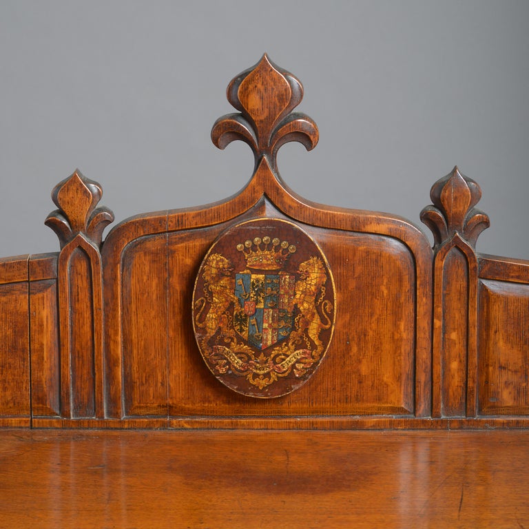 Victorian Gothic Oak Hall Table and Chairs For Sale at 1stDibs