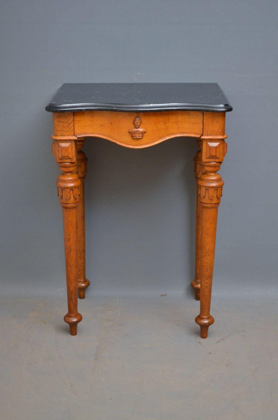 English Victorian Gothic Revival Console Table in Oak Hall Table c1870s For Sale