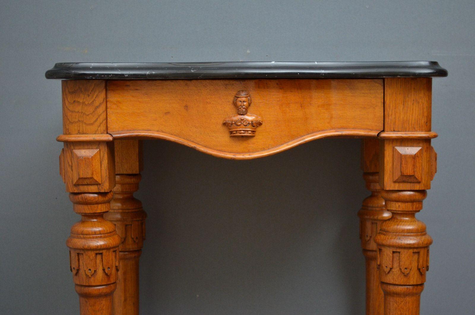 19th Century Victorian Gothic Revival Console Table in Oak Hall Table c1870s For Sale