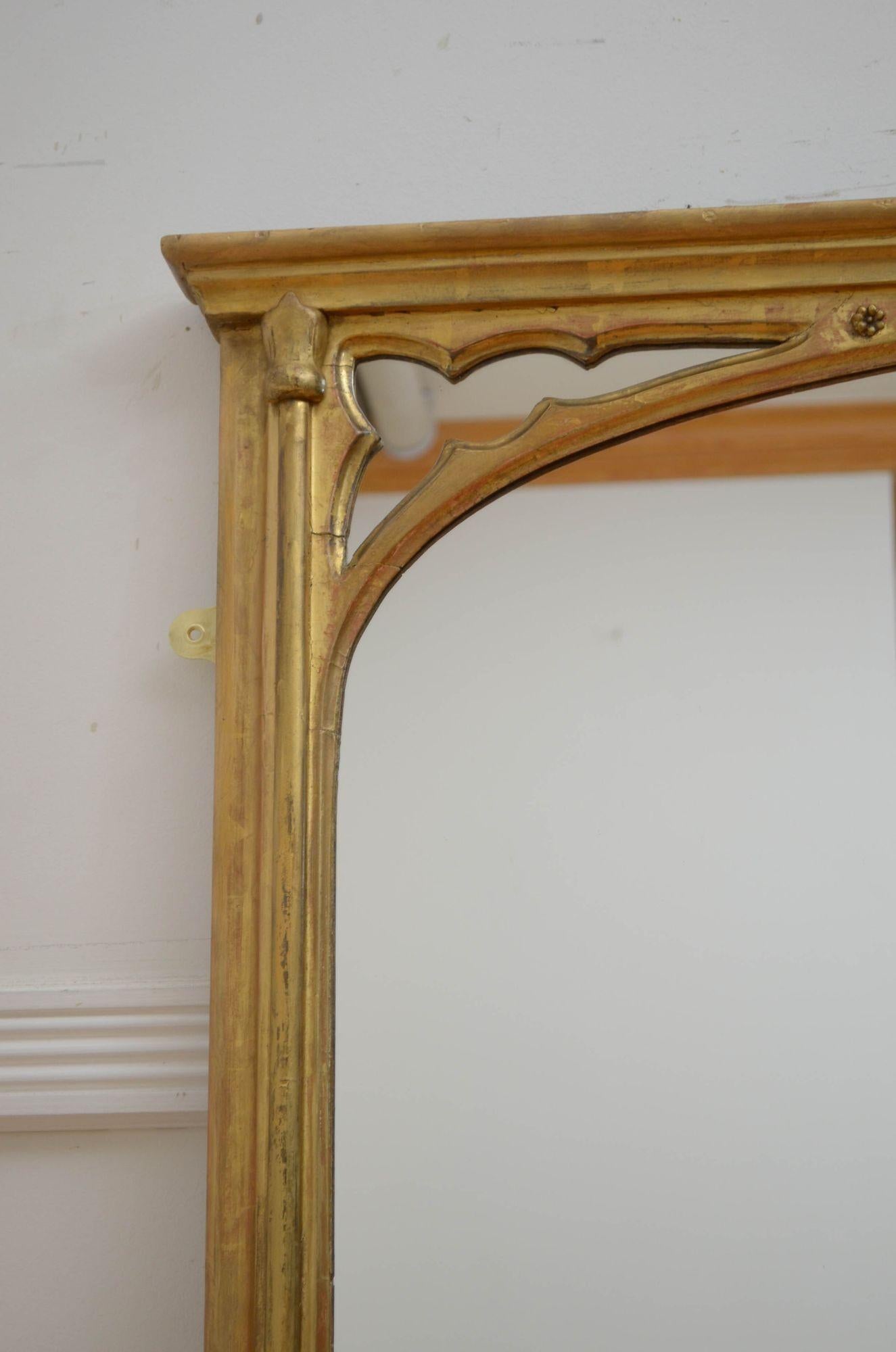 Gold Leaf Victorian Gothic Revival Gilded Wall Mirror