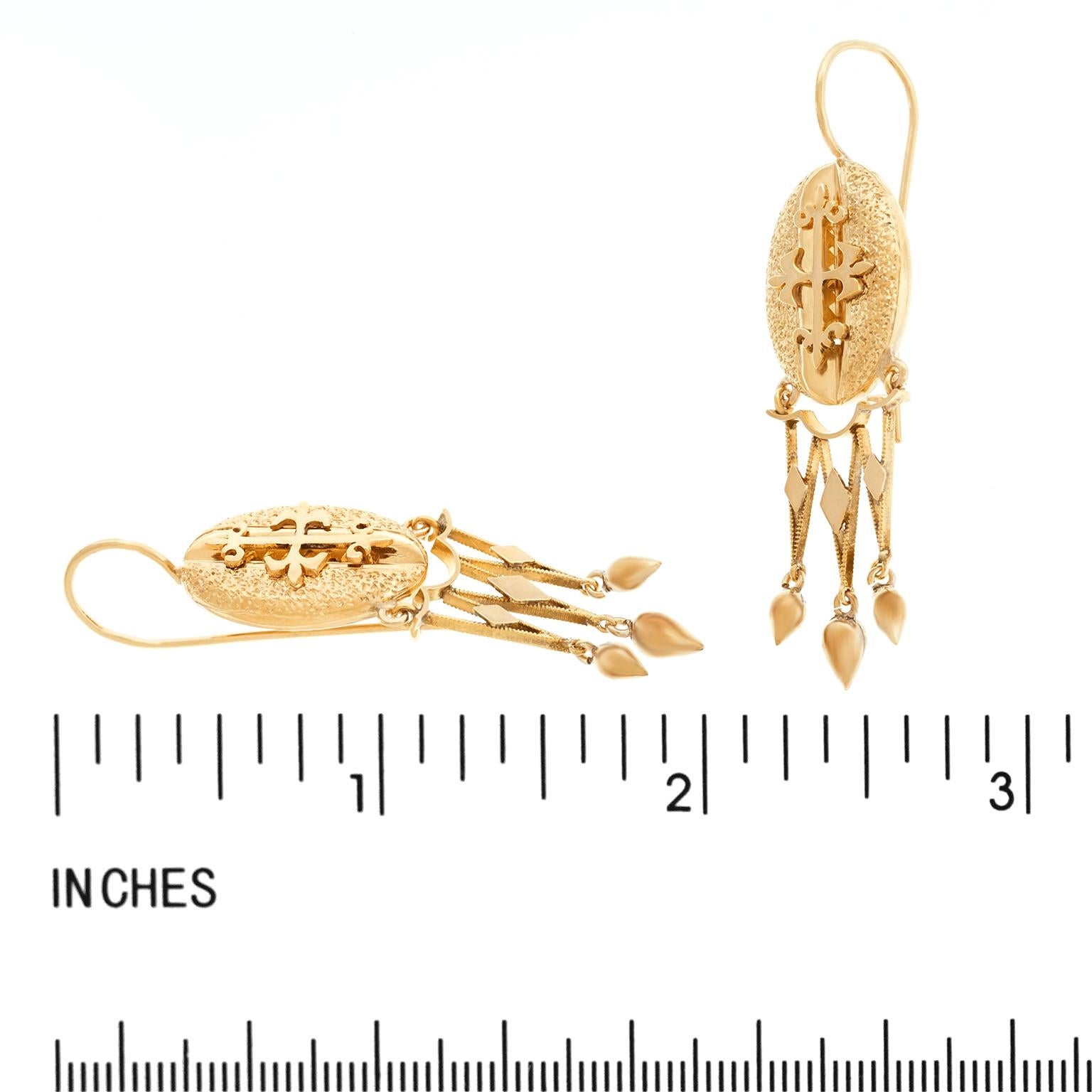 Victorian Gothic Revival Gold Earrings 1