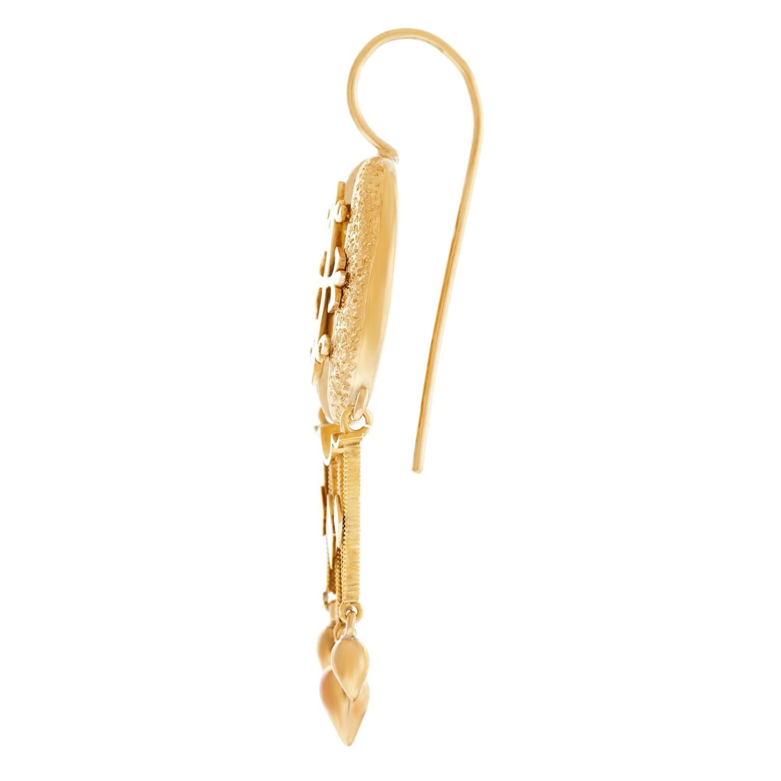 Victorian Gothic Revival Gold Earrings 2