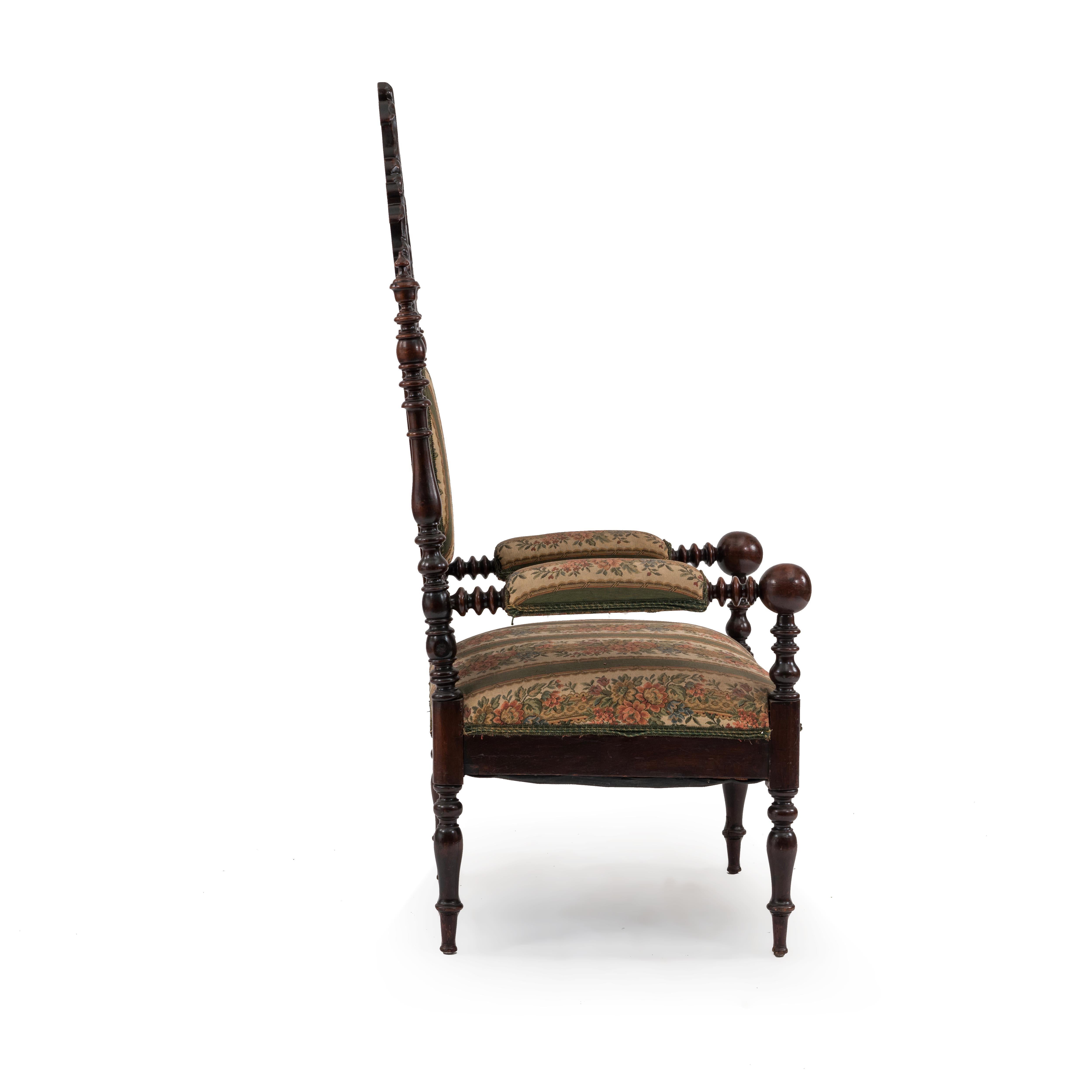 Victorian Gothic Revival Mahogany Arm Chair For Sale