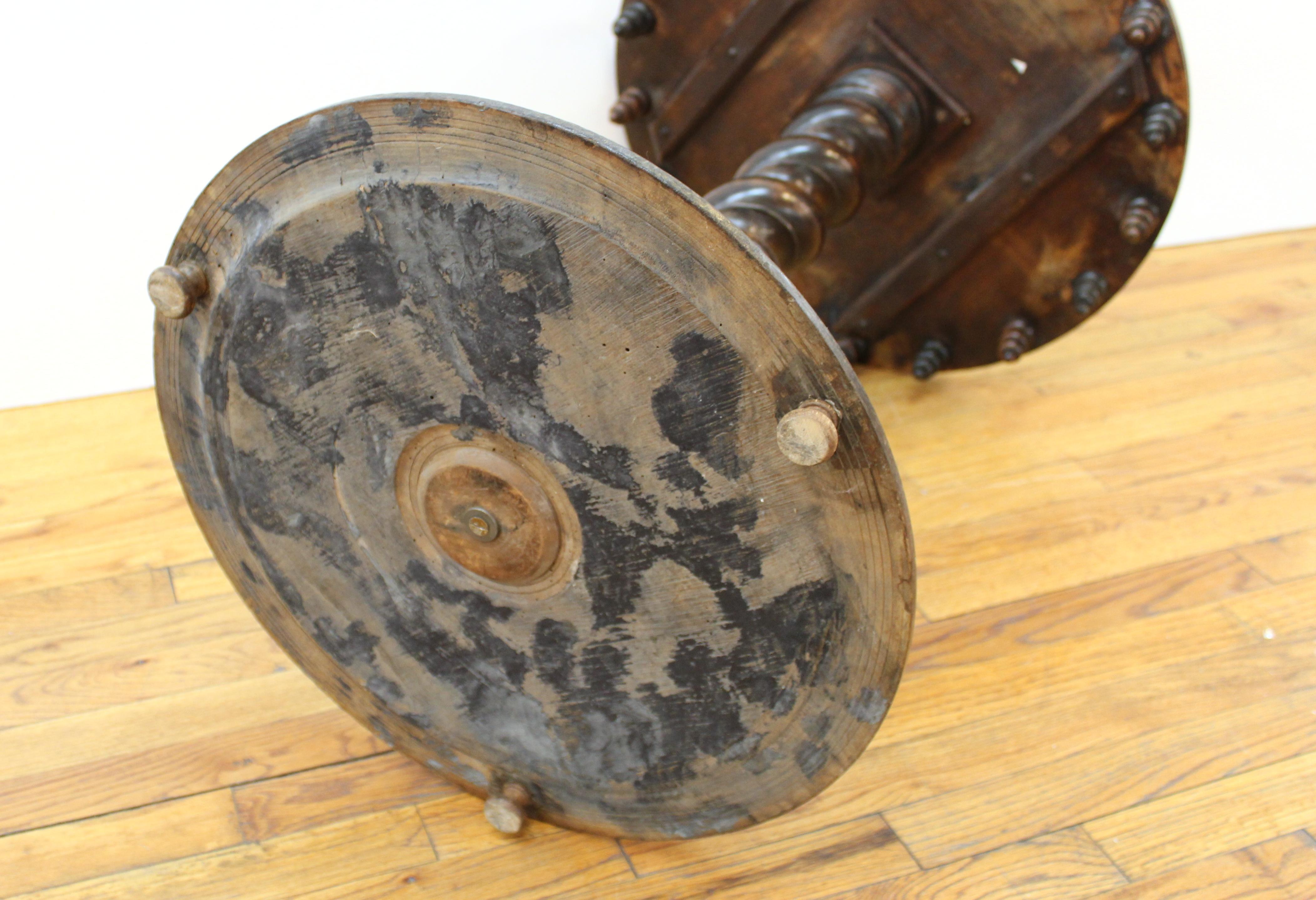 Victorian Gothic Revival Mahogany & Fruitwood Circular Center Table 5