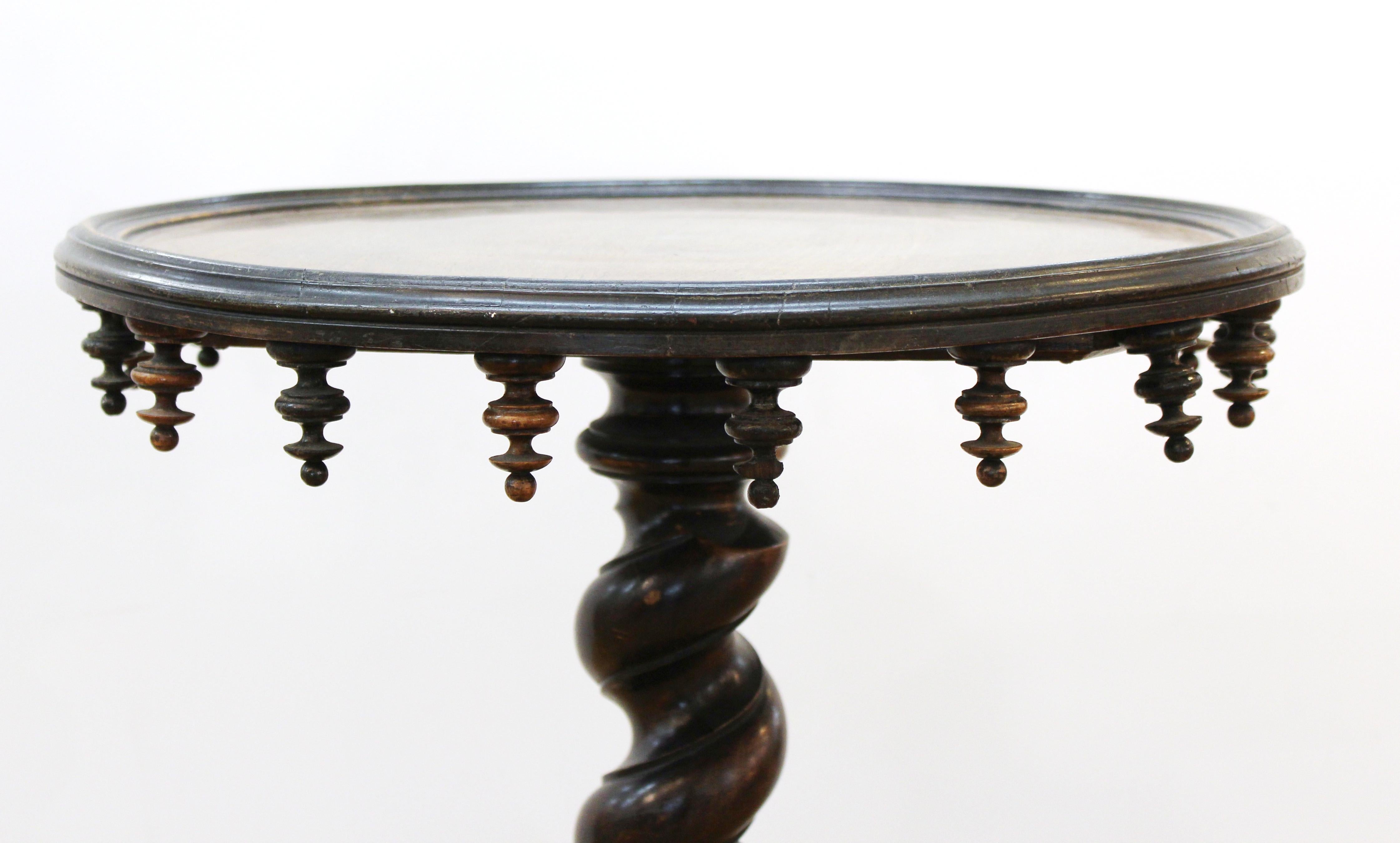 19th Century Victorian Gothic Revival Mahogany & Fruitwood Circular Center Table