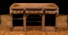 Victorian Gothic Revival Oak Sideboard with Ebony Inlay