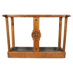 Victorian Gothic Revival Oak Umbrella Stand