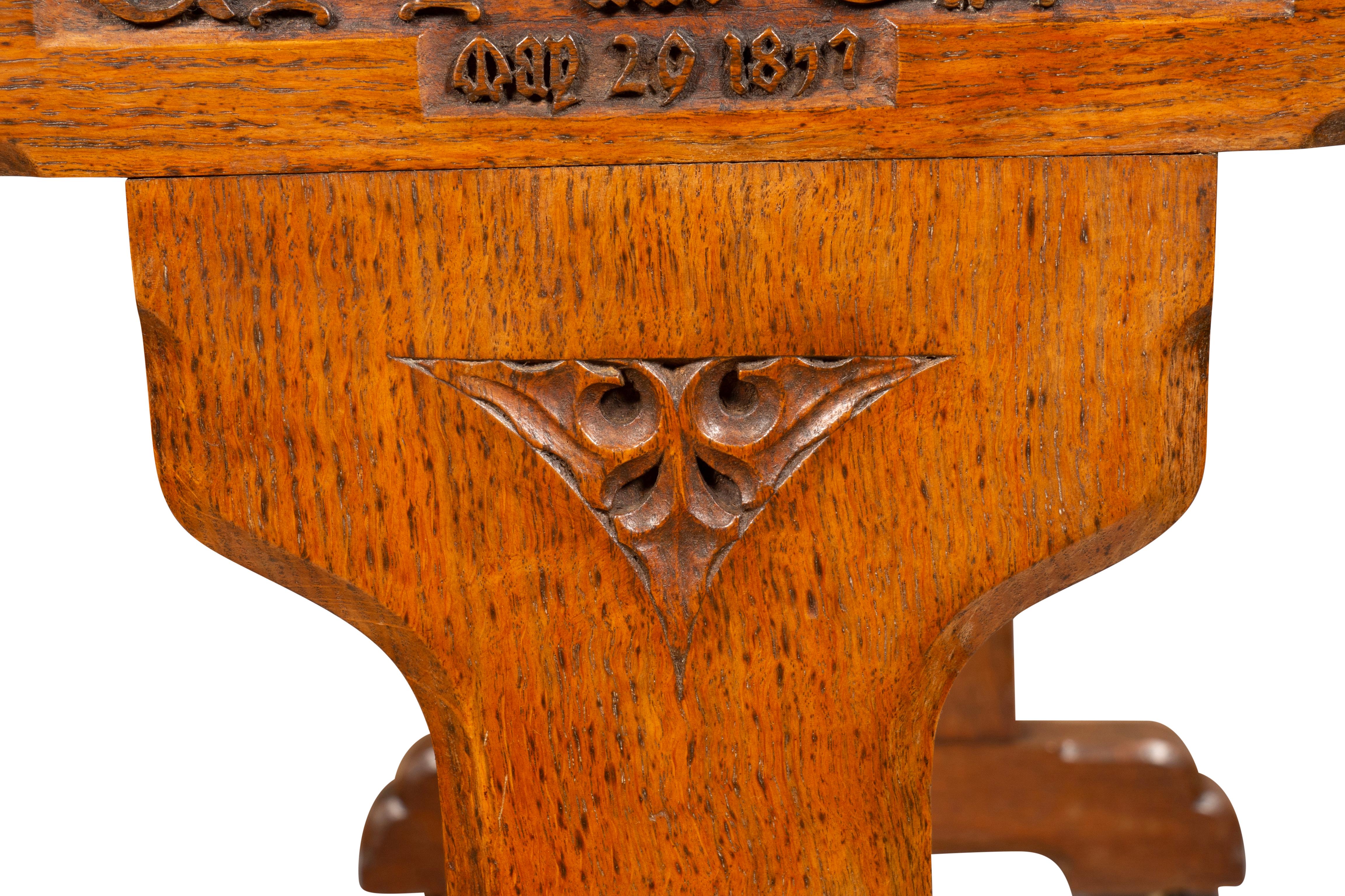 Victorian Gothic Revival Pollard Oak Games Table Attributed To Pugin For Sale 9