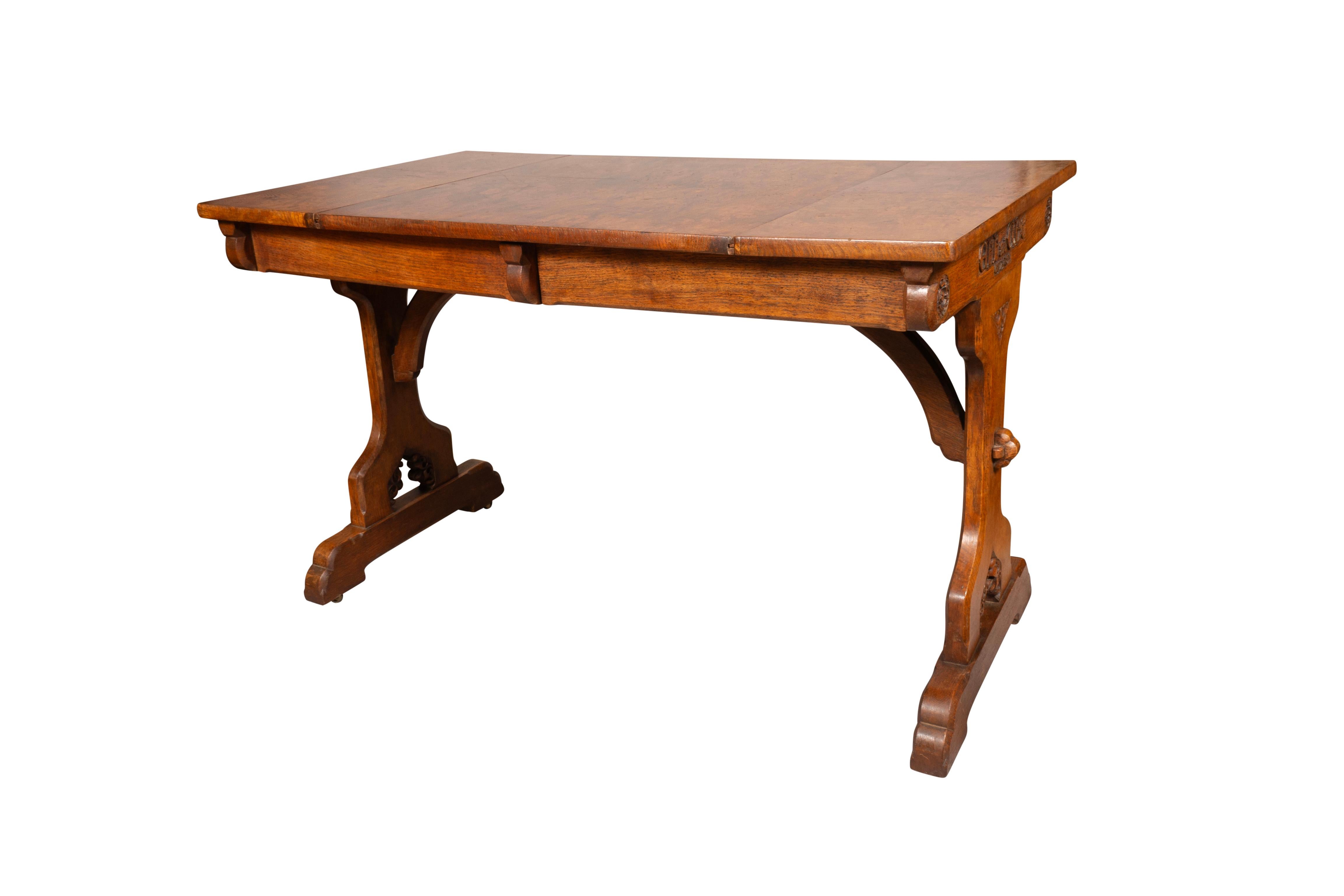 Mid-19th Century Victorian Gothic Revival Pollard Oak Games Table Attributed To Pugin For Sale