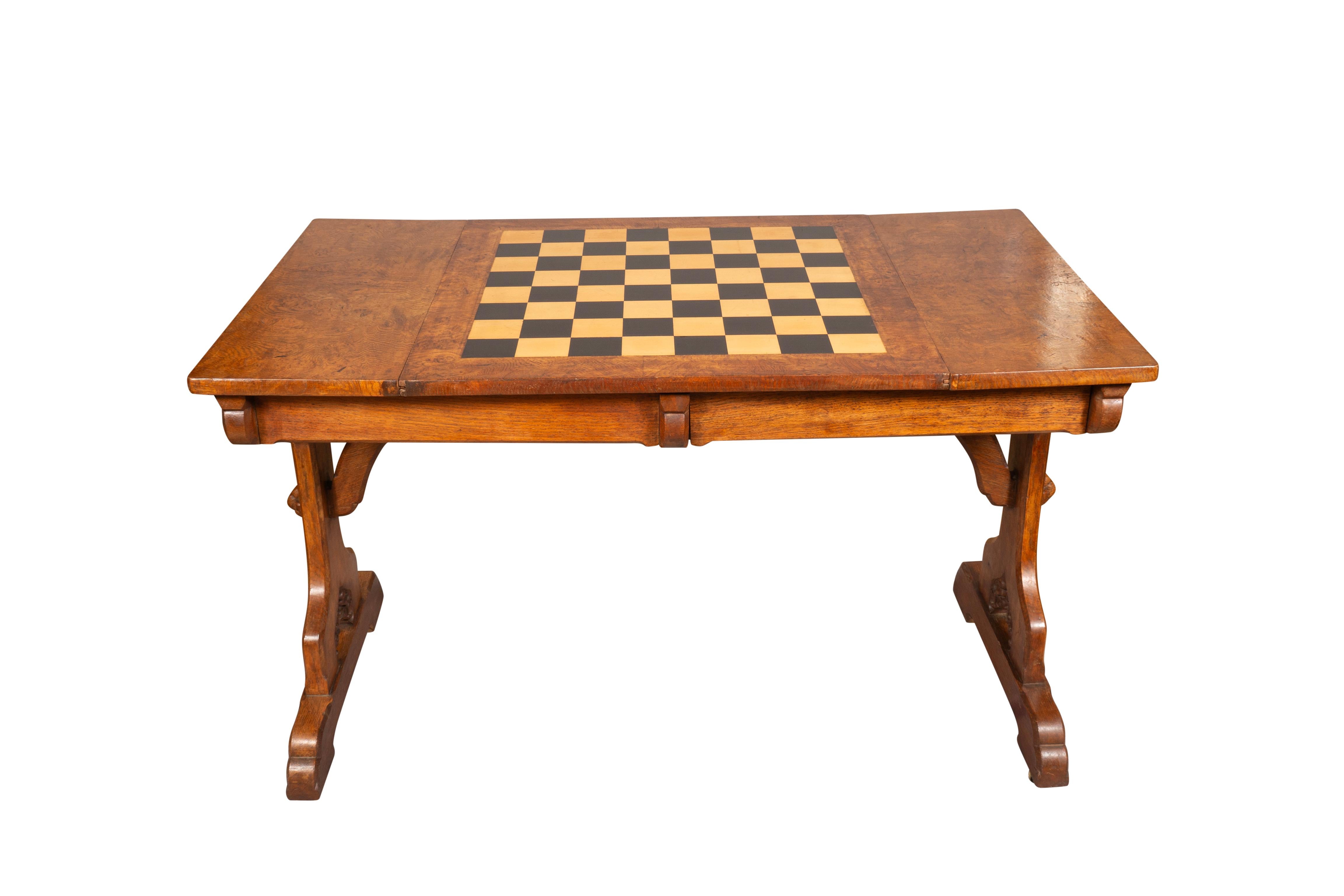 Victorian Gothic Revival Pollard Oak Games Table Attributed To Pugin For Sale 2