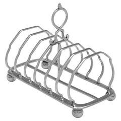 Antique Victorian gothic revival sterling silver toast rack made in Birmingham in 1869