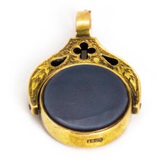 Victorian Gothic Style Bloodstone and Sardonyx Swivel Fob
