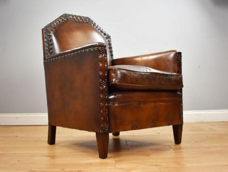 Victorian Gothic Style Leather Armchair For Sale at 1stDibs