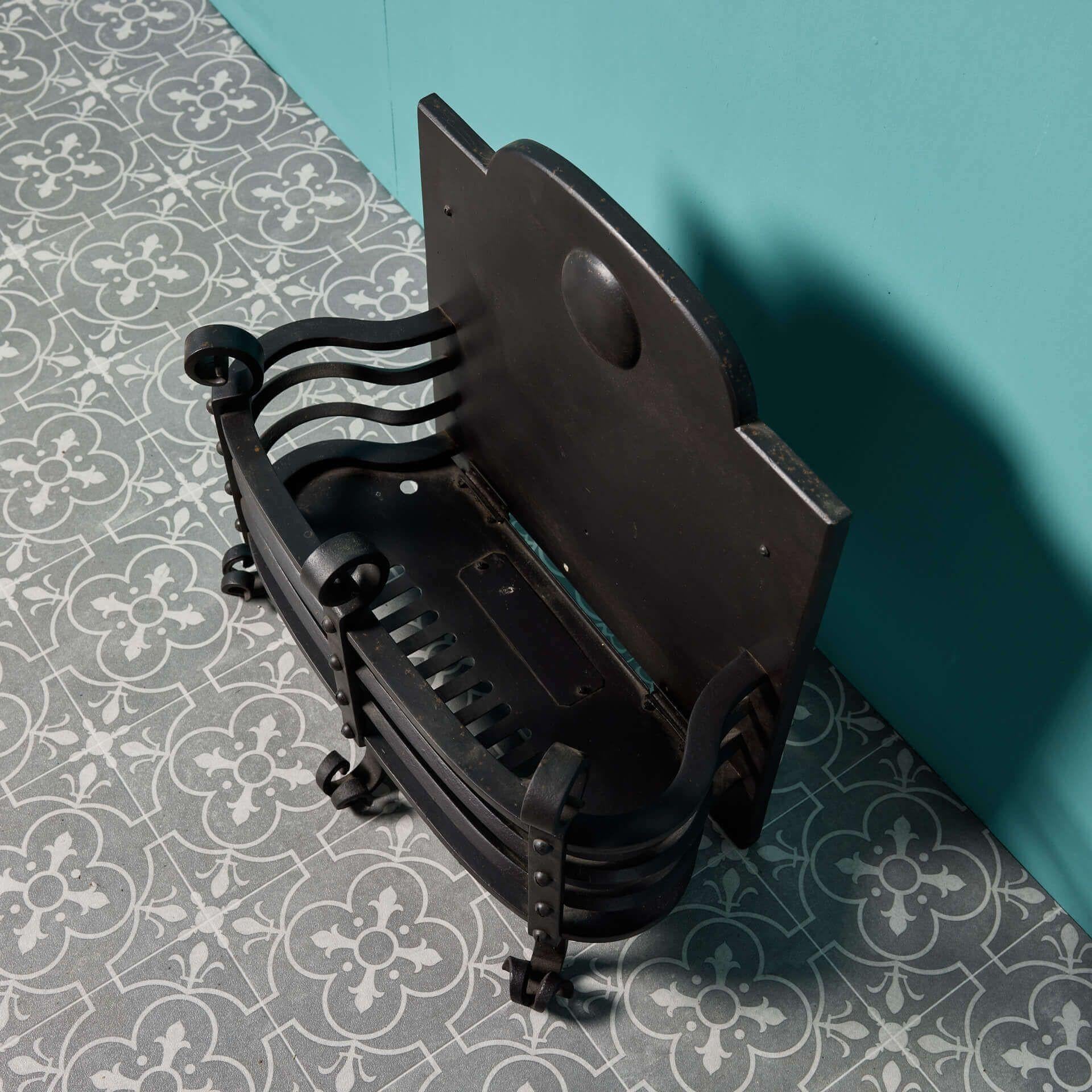 English Victorian Gothic Style Wrought Iron Fire Grate For Sale