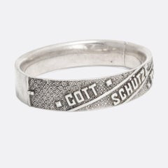Victorian Gott Schütze Dich "God Protect You" Silver Bangle
