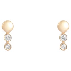 Victorian Grace 14K (oder 18k auf Anfrage) Gelbgold Diamant-Ohrstecker