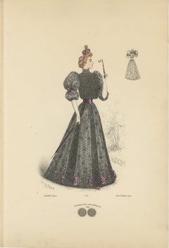 Victorian Grace: Fashion Lithograph by L. Michau and M. de Solar from 1889