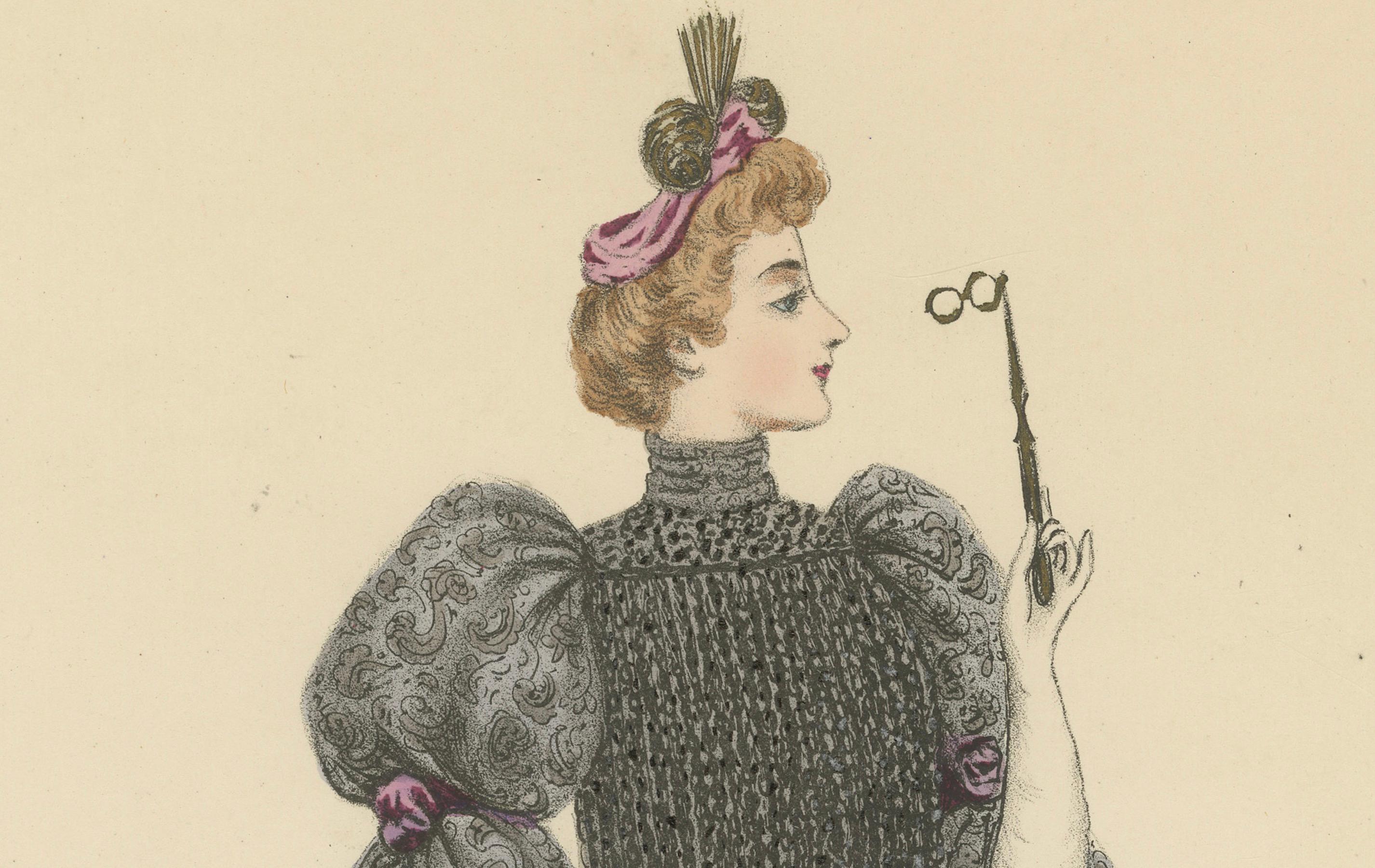 Fin du XIXe siècle Grace victorienne : Lithographie de L. Michau et M. de Solar datant de 1889 en vente