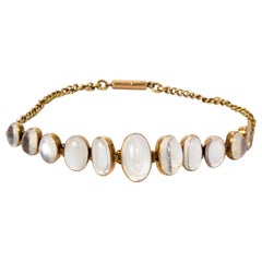 Antique Victorian Graduated Moonstone Yellow Gold Bracelet