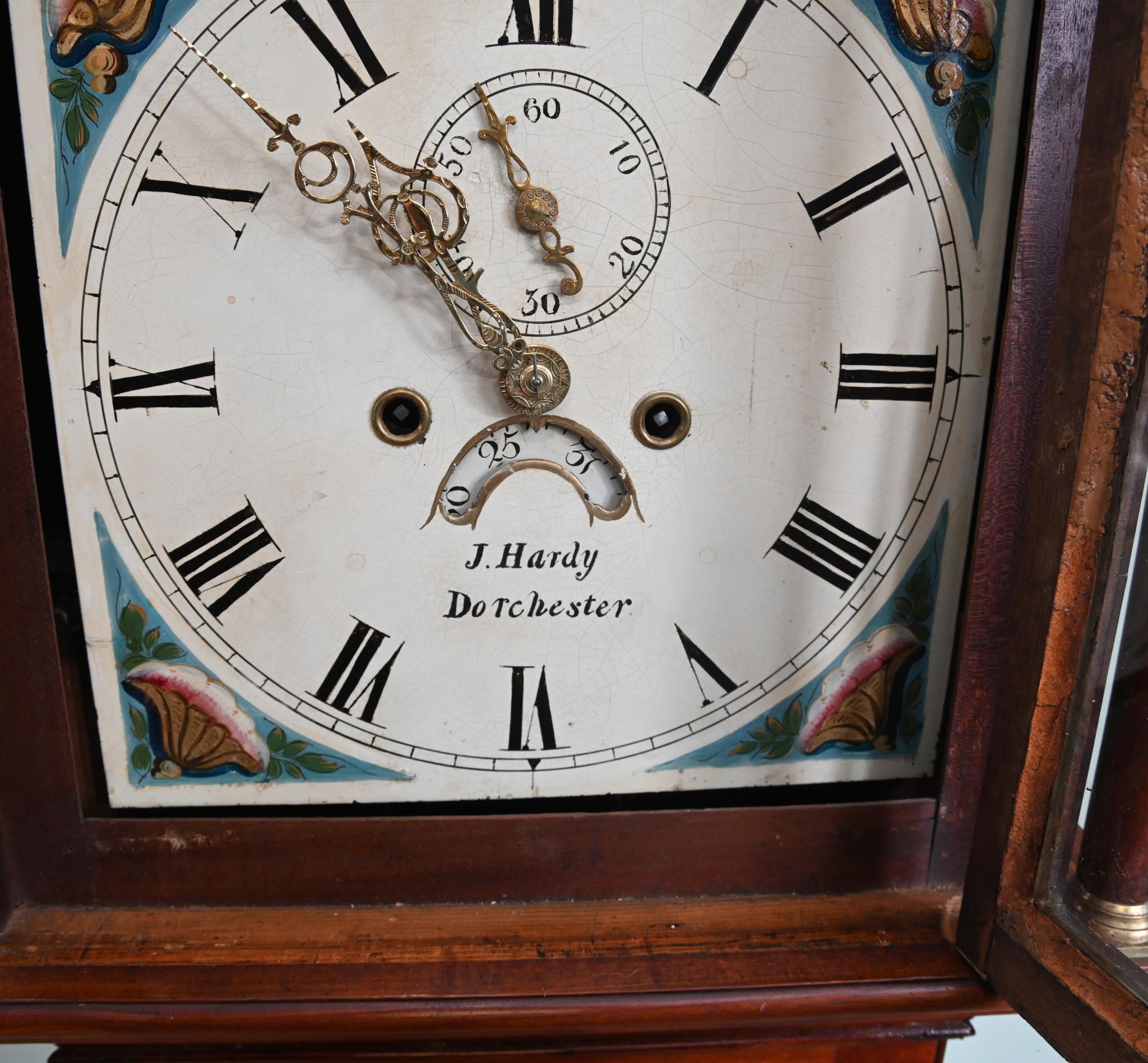Victorian Grandfather Clock Long Case J Hardy Dorchester 1850 For Sale 5