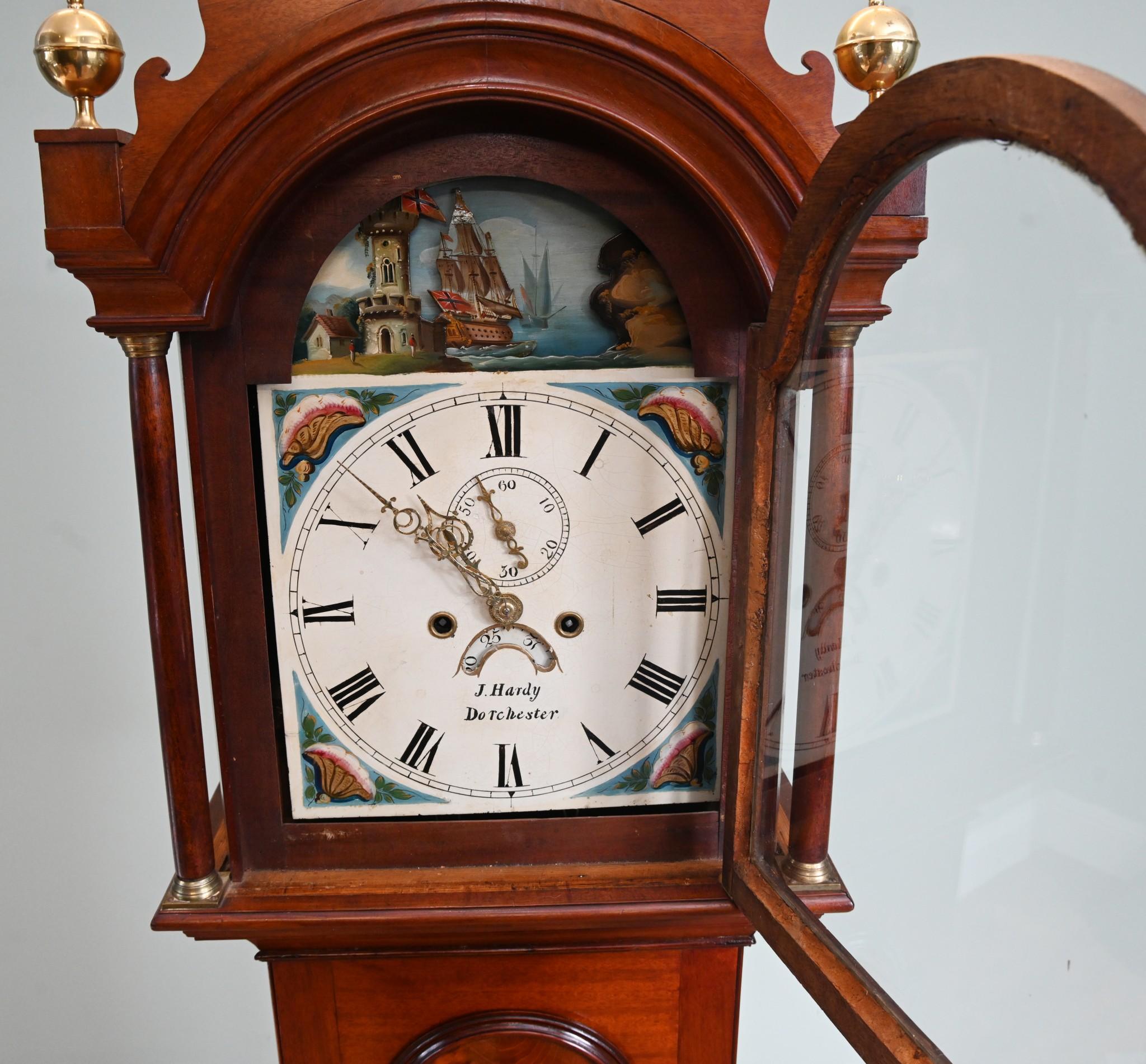 Victorian Grandfather Clock Long Case J Hardy Dorchester 1850 For Sale 4