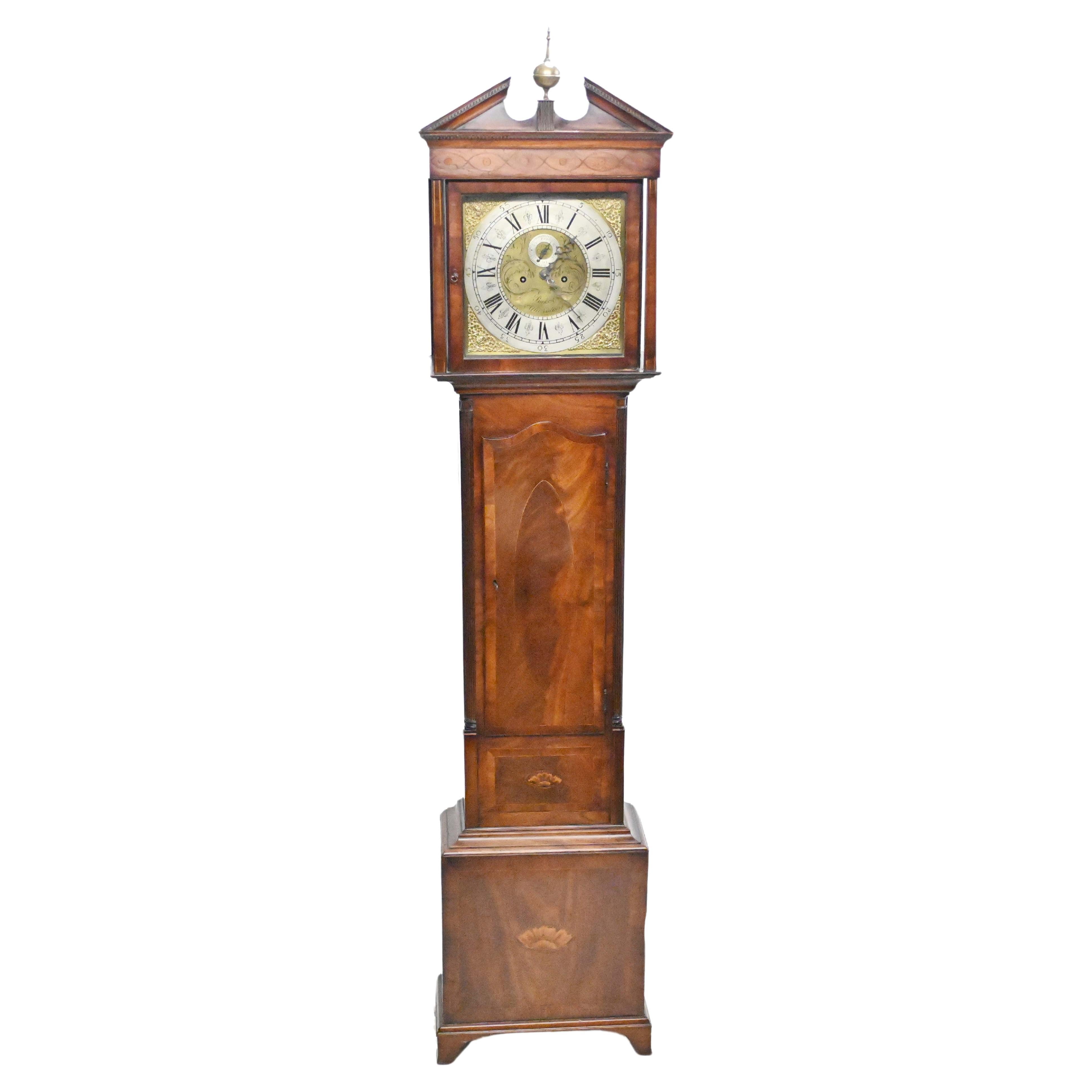 Horloge grand-père victorienne Longcase Mahogany Time Chime 1840 en vente