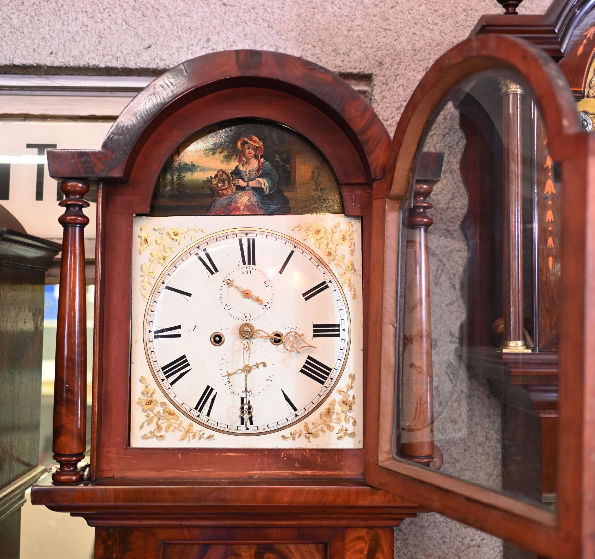 Late 19th Century Victorian Grandfather Clock Mahogany Longcase For Sale