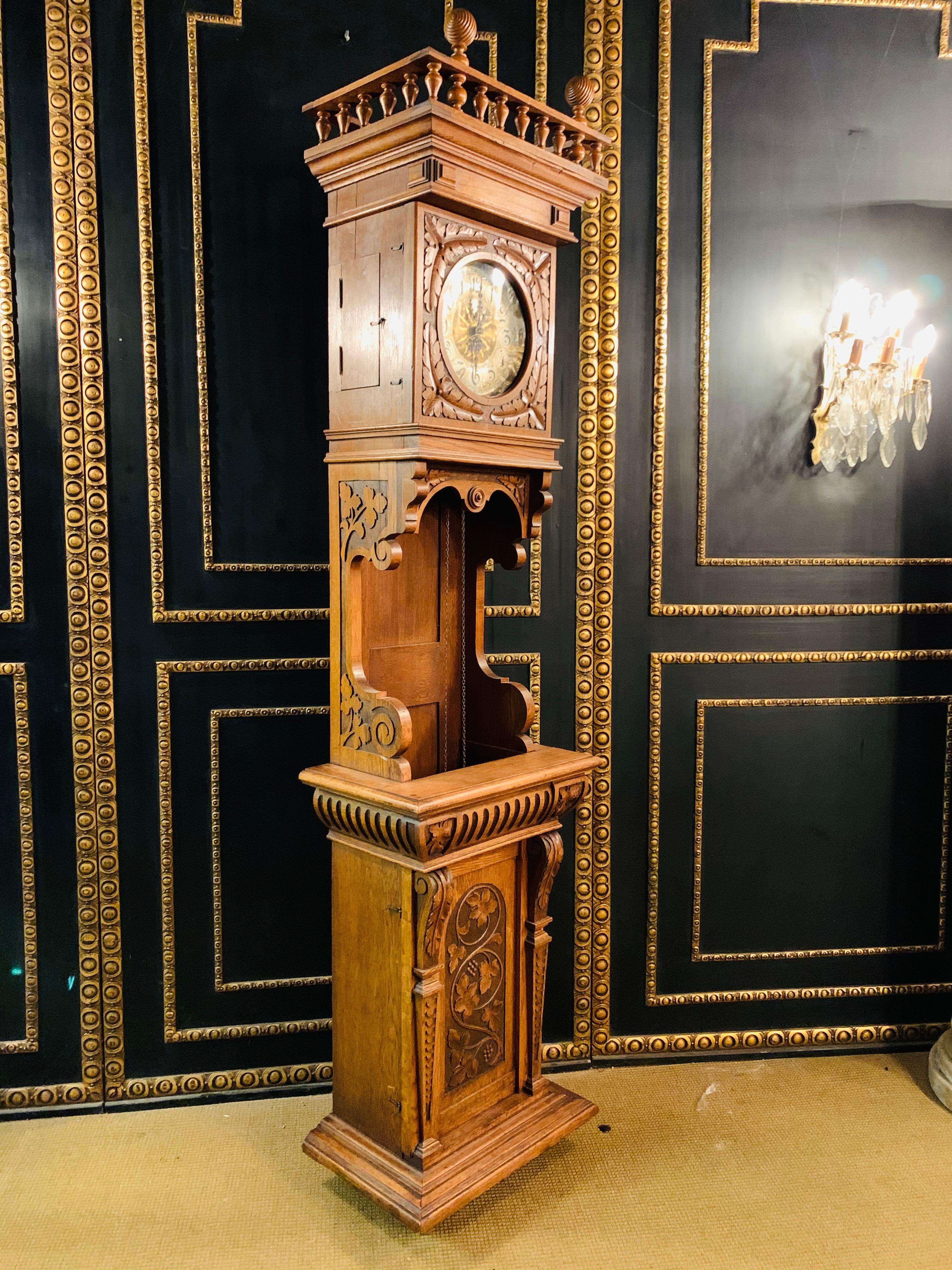 Victorian Grandfather Clock Open Oak circa 1880 with Turned Colum Gallery 9