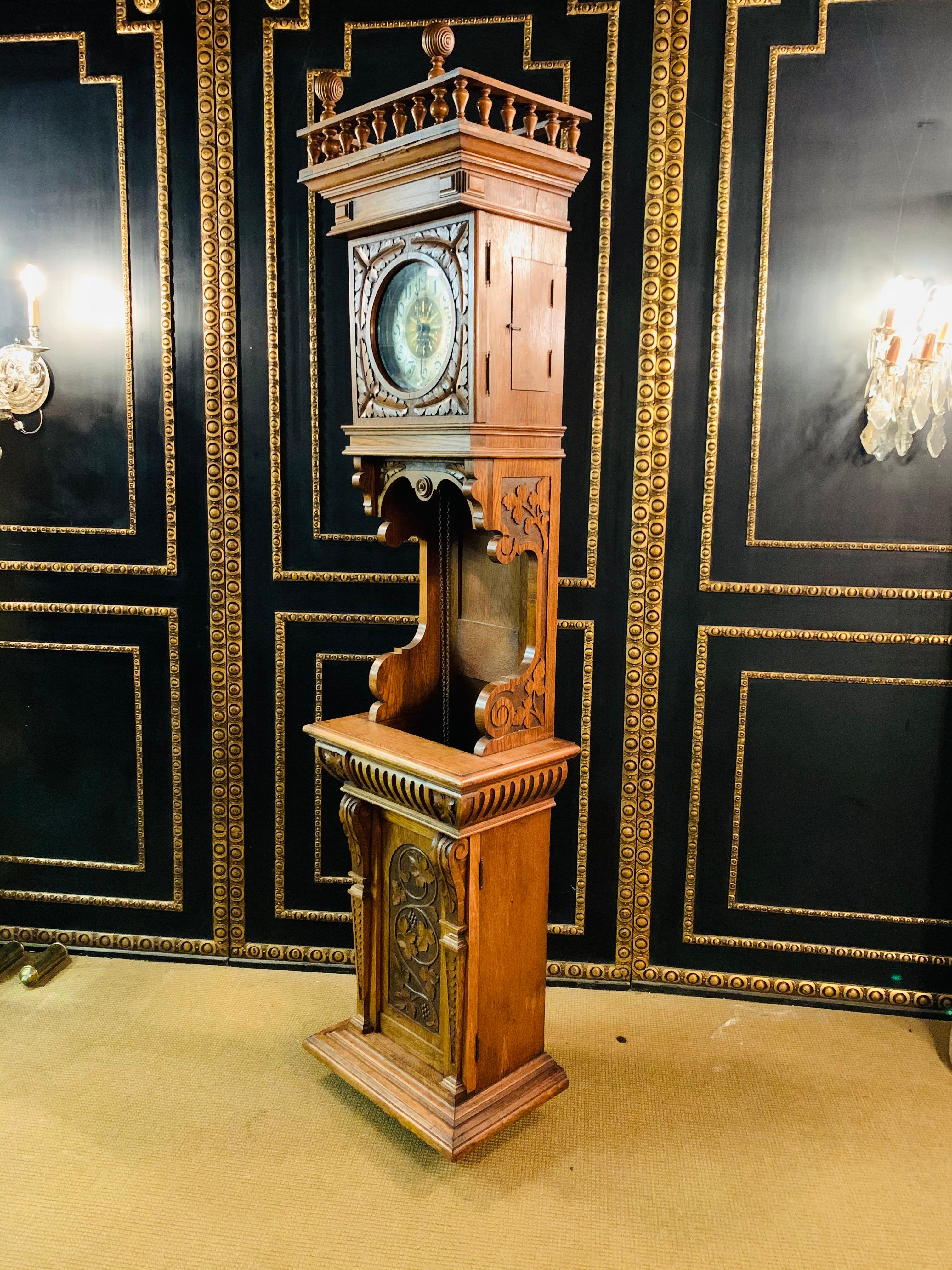 Victorian Grandfather Clock Open Oak circa 1880 with Turned Colum Gallery 10