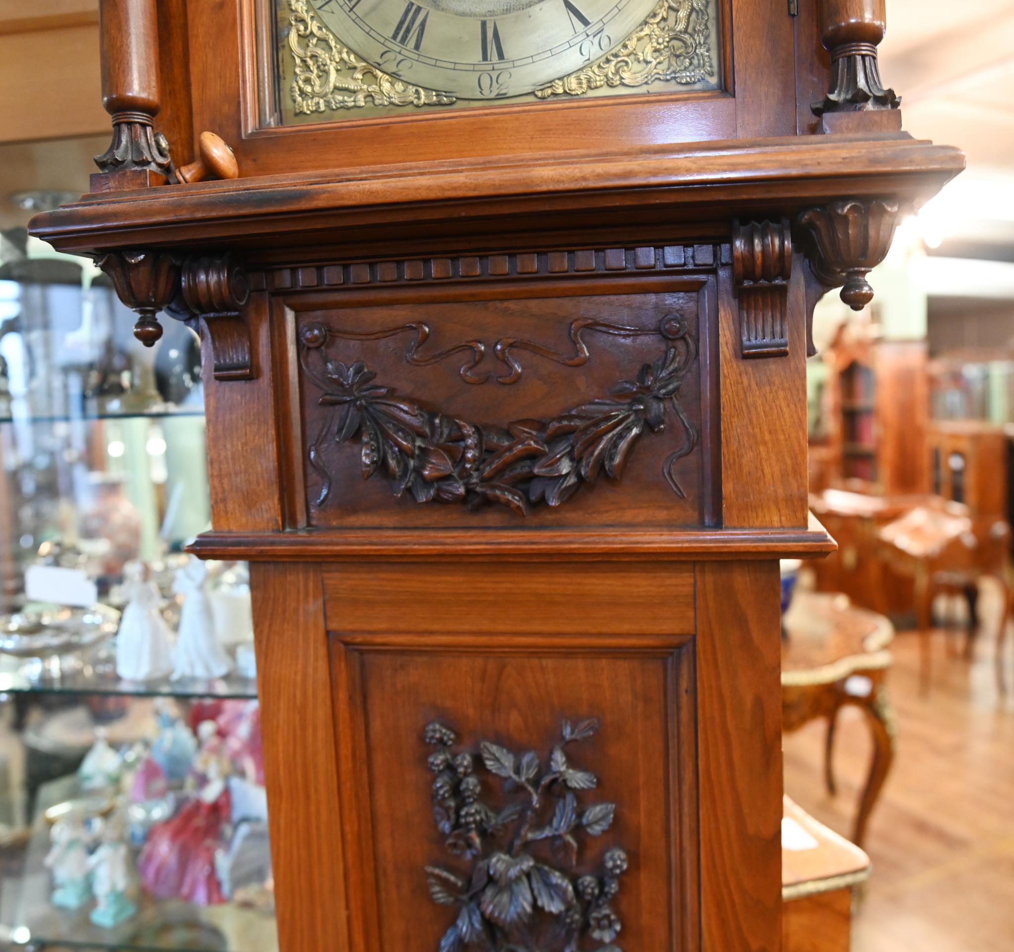 Wood Victorian Grandfather Clock Thomas Page Norwich Long Case For Sale