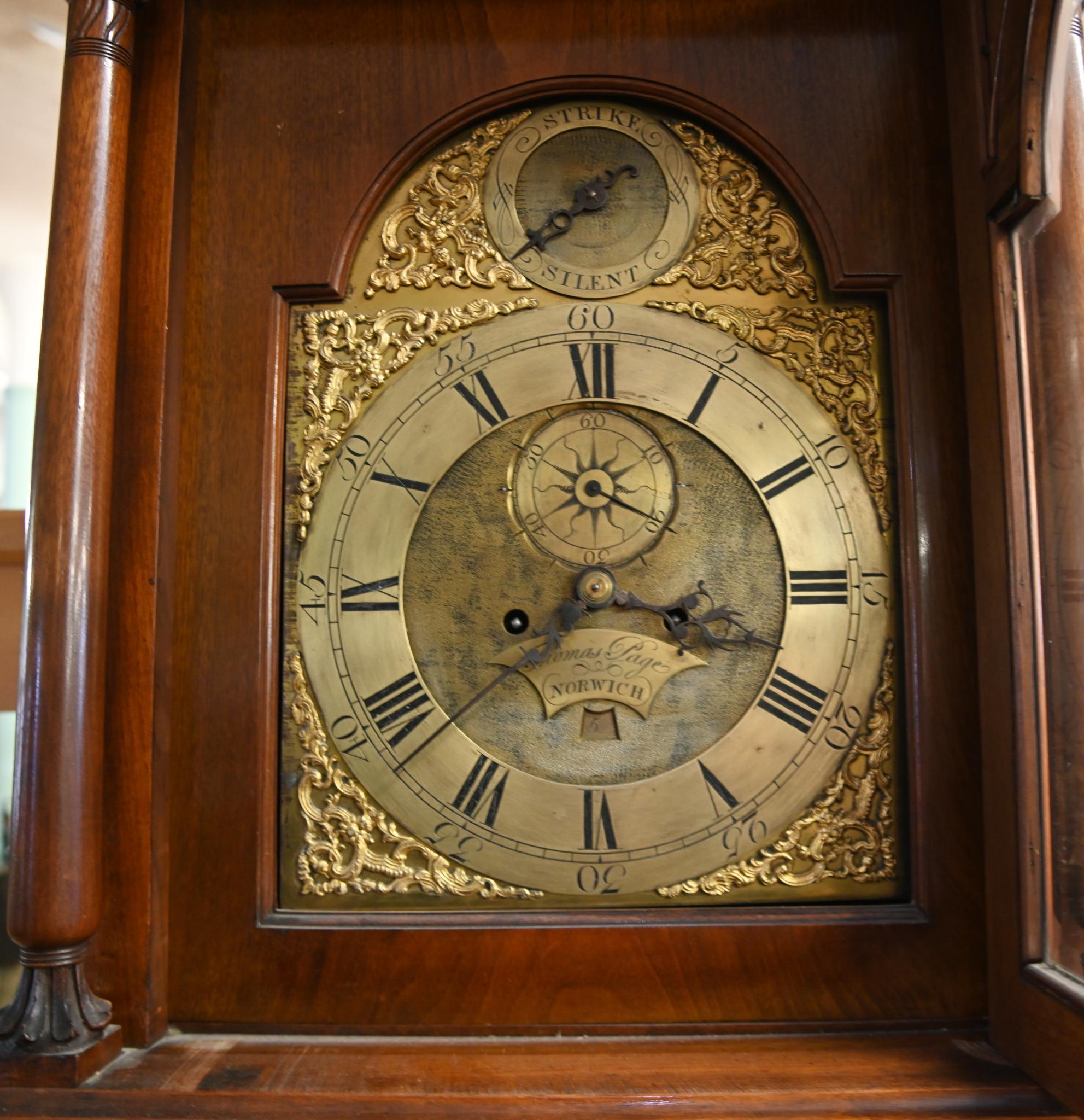 Victorian Grandfather Clock Thomas Page Norwich Long Case For Sale 1