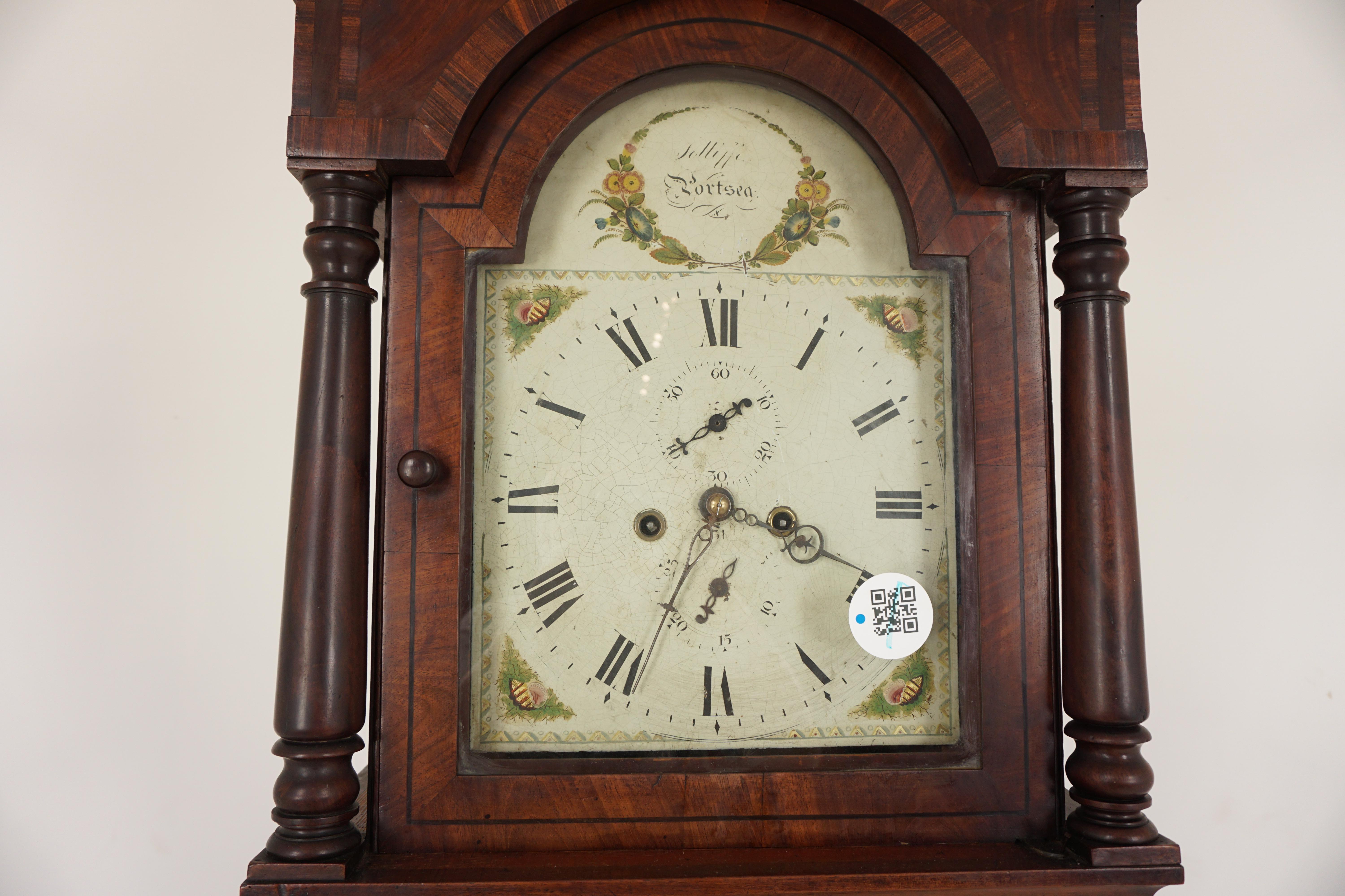Victorian Grandfather Long Case Clock by Jolliffe of Portsea, England 1870, H061 In Excellent Condition In Vancouver, BC