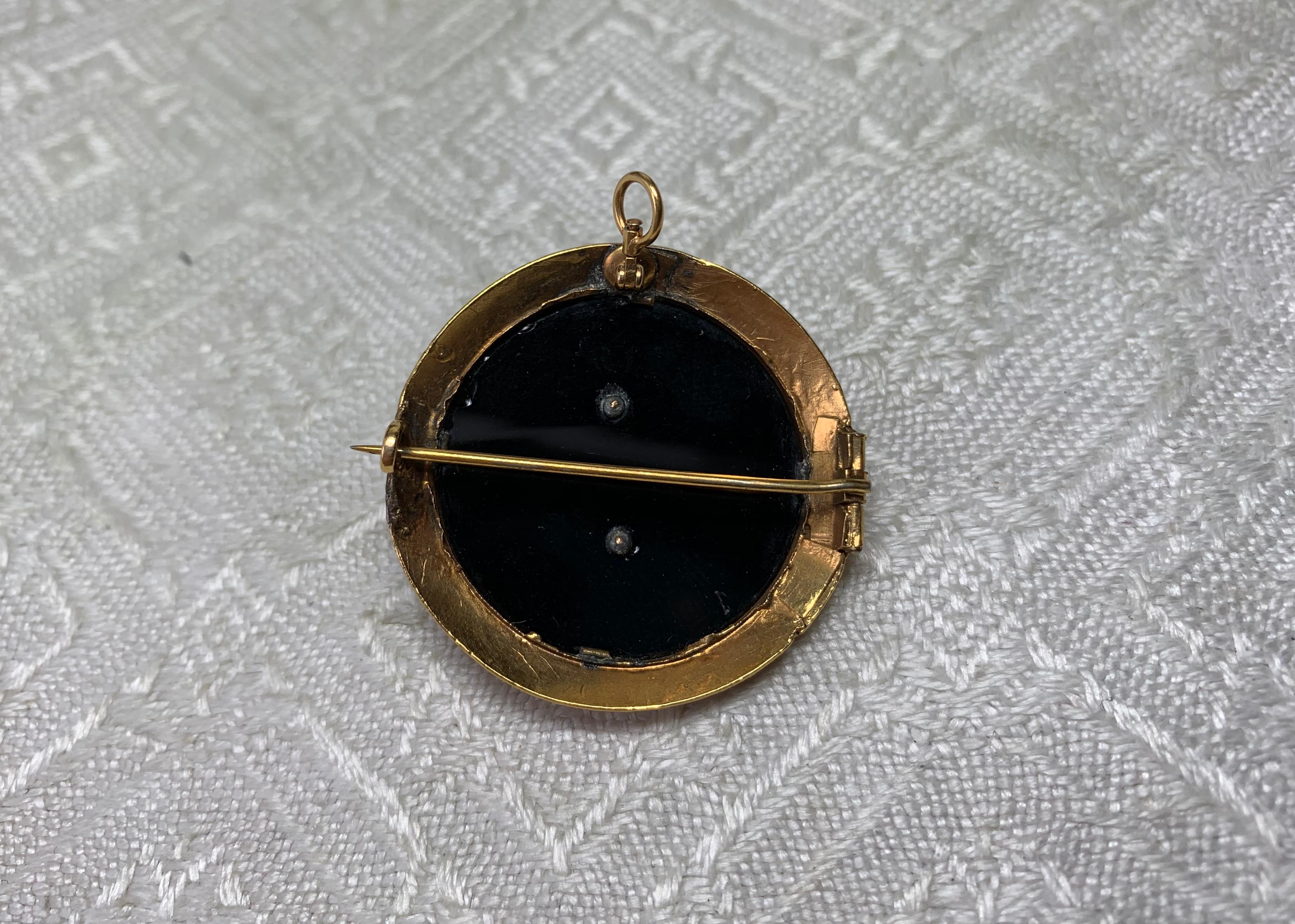 Victorian Grape Earrings Pendant Suite 14k Gold Black Onyx Etruscan Revival 1870 For Sale 5