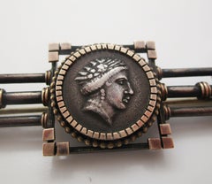 Victorian Greek/Roman Medallion Sterling Silver Pin