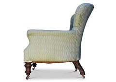 Victorian Green Button-Tufted Armchair In The Style Of Howard And Sons 1800's.