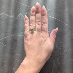 Victorian Green Demantoid Garnet Diamond 18 Karat Yellow Gold Antique Halo Ring