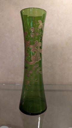 Victorian Green Glass Bud Vase