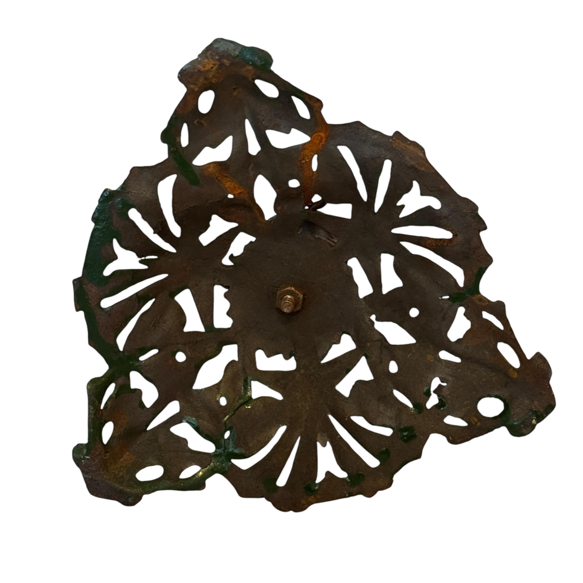 Victorian green & gold Cast Iron Christmas Tree Stand, Vintage, German, 1890s For Sale 4
