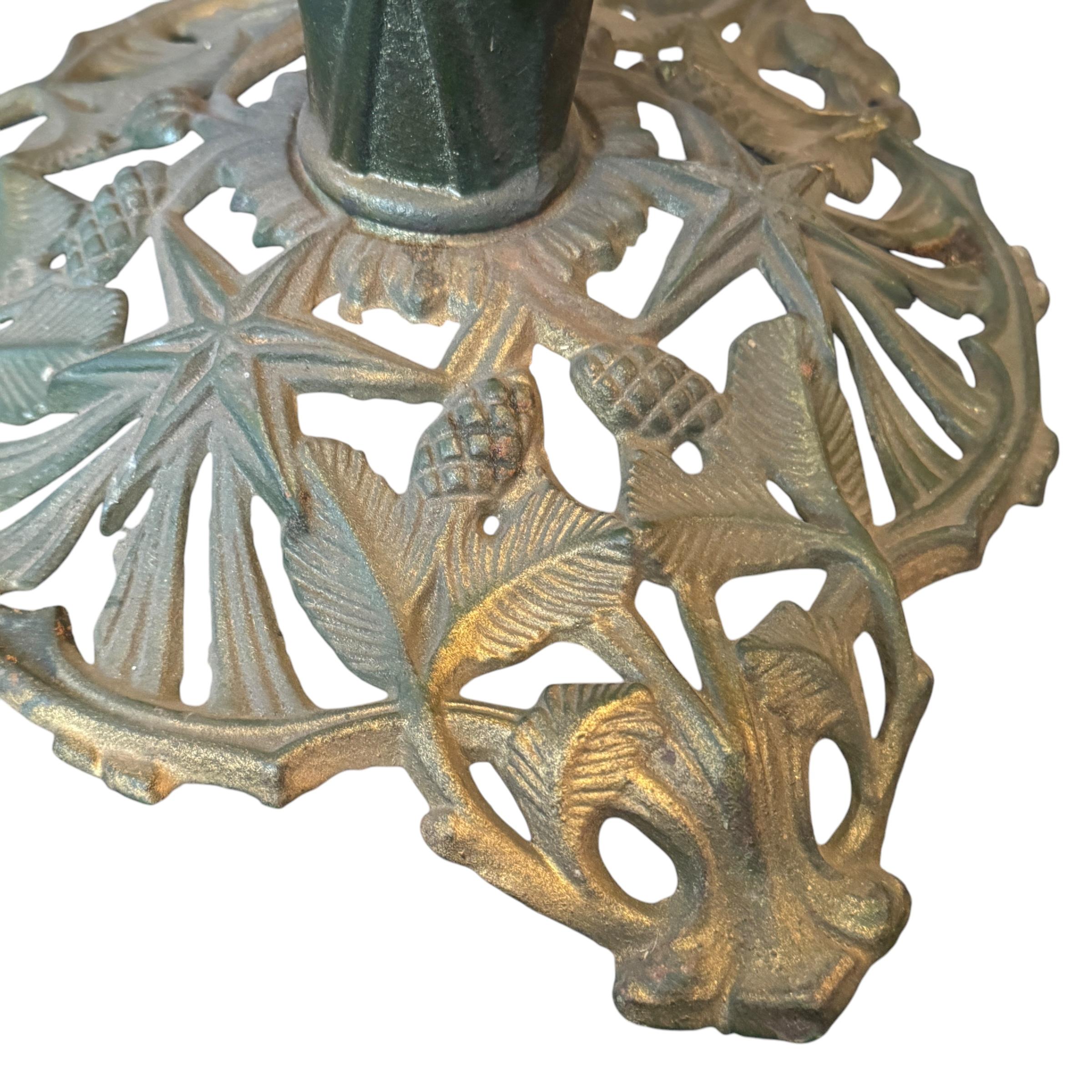 Victorian green & gold Cast Iron Christmas Tree Stand, Vintage, German, 1890s For Sale 6