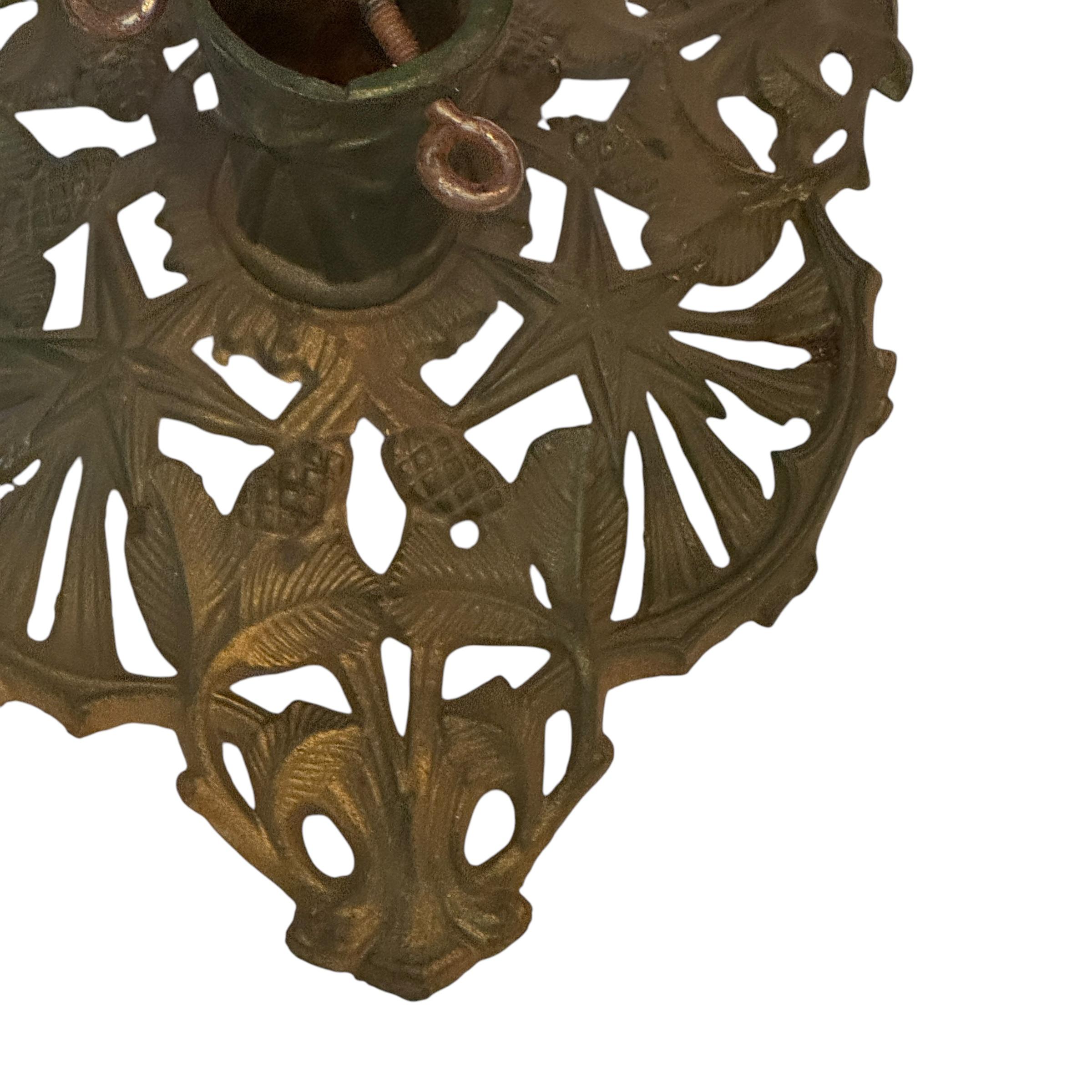 Victorian green & gold Cast Iron Christmas Tree Stand, Vintage, German, 1890s For Sale 1