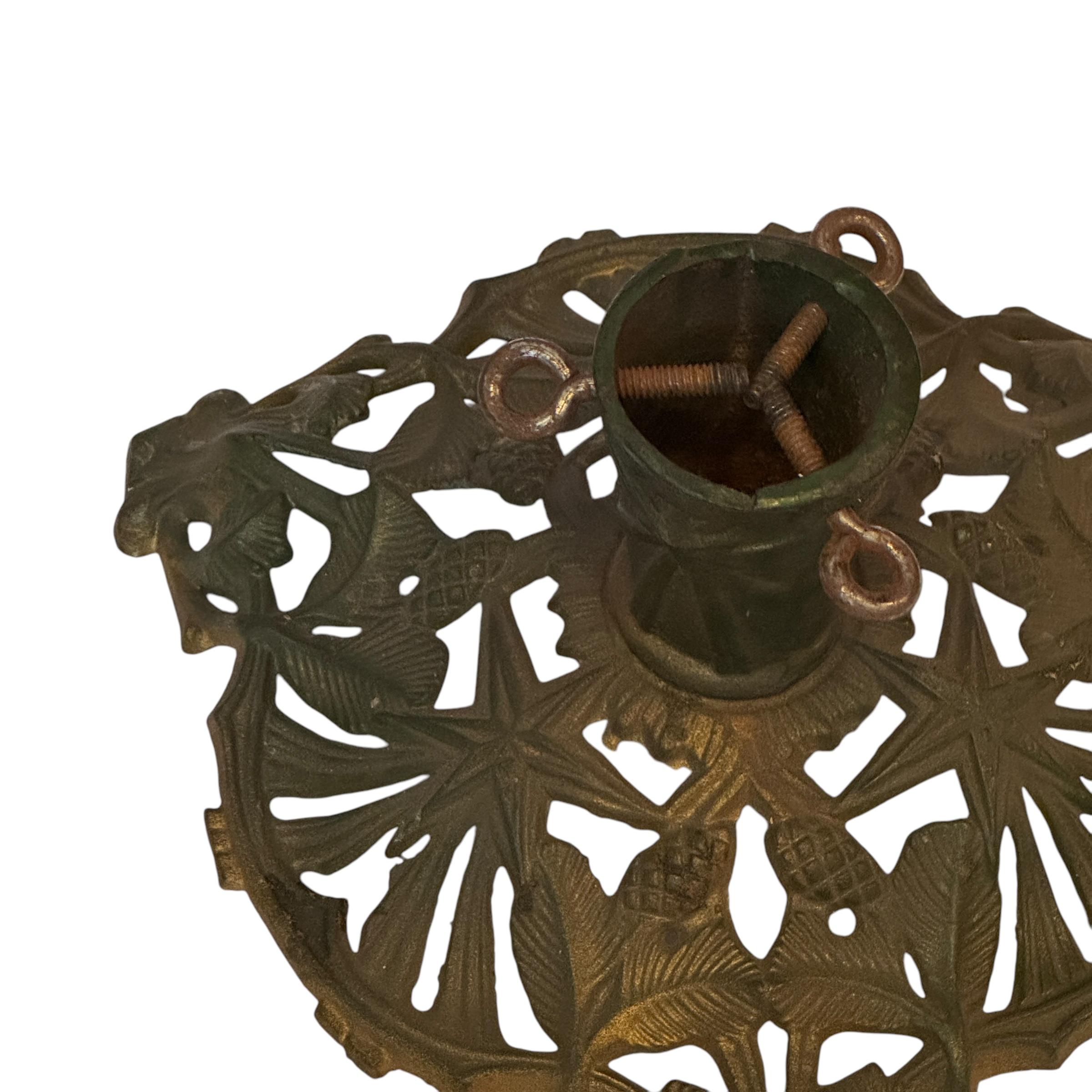 Victorian green & gold Cast Iron Christmas Tree Stand, Vintage, German, 1890s For Sale 3