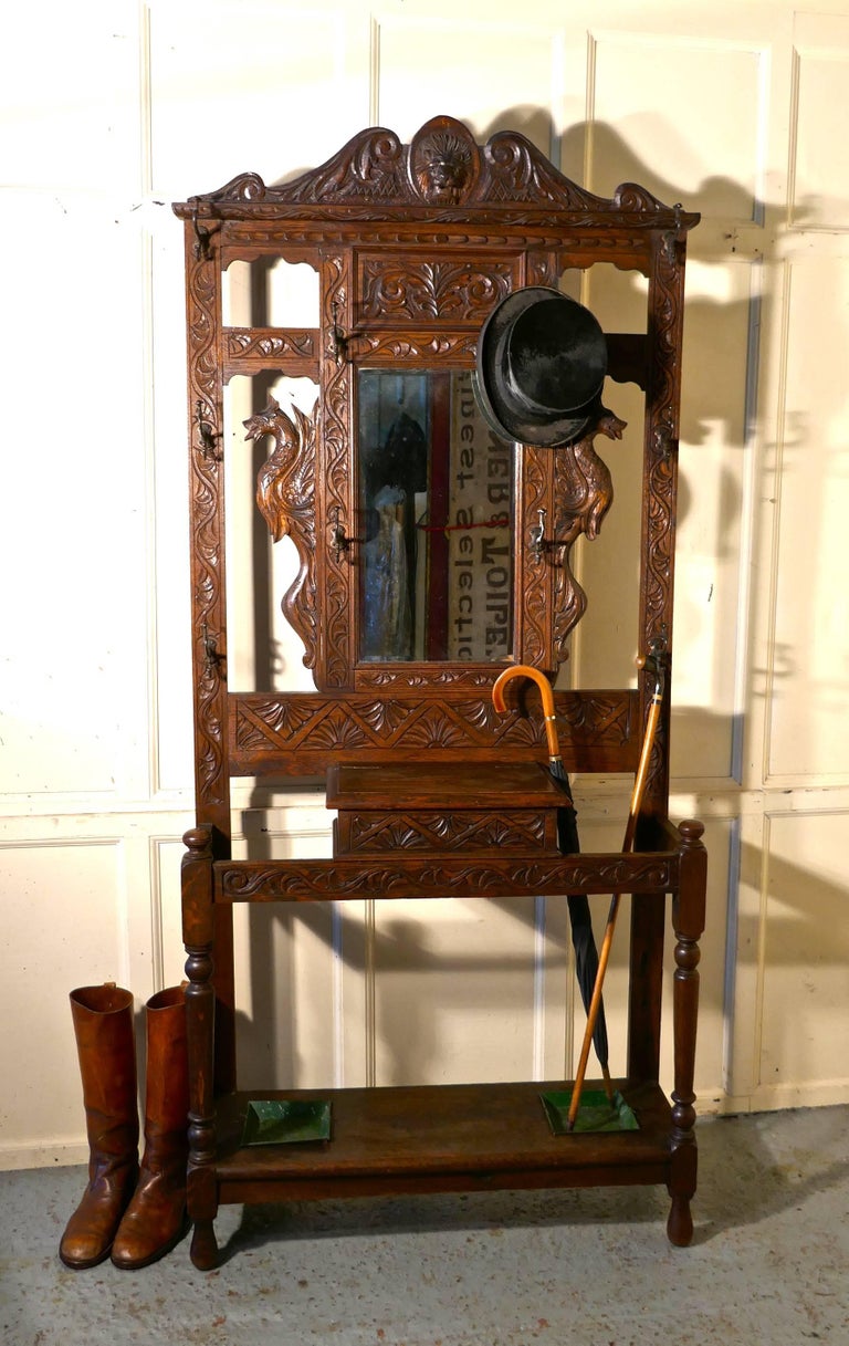 Victorian Green Man Gothic Carved Oak Hall Stand at 1stDibs victorian