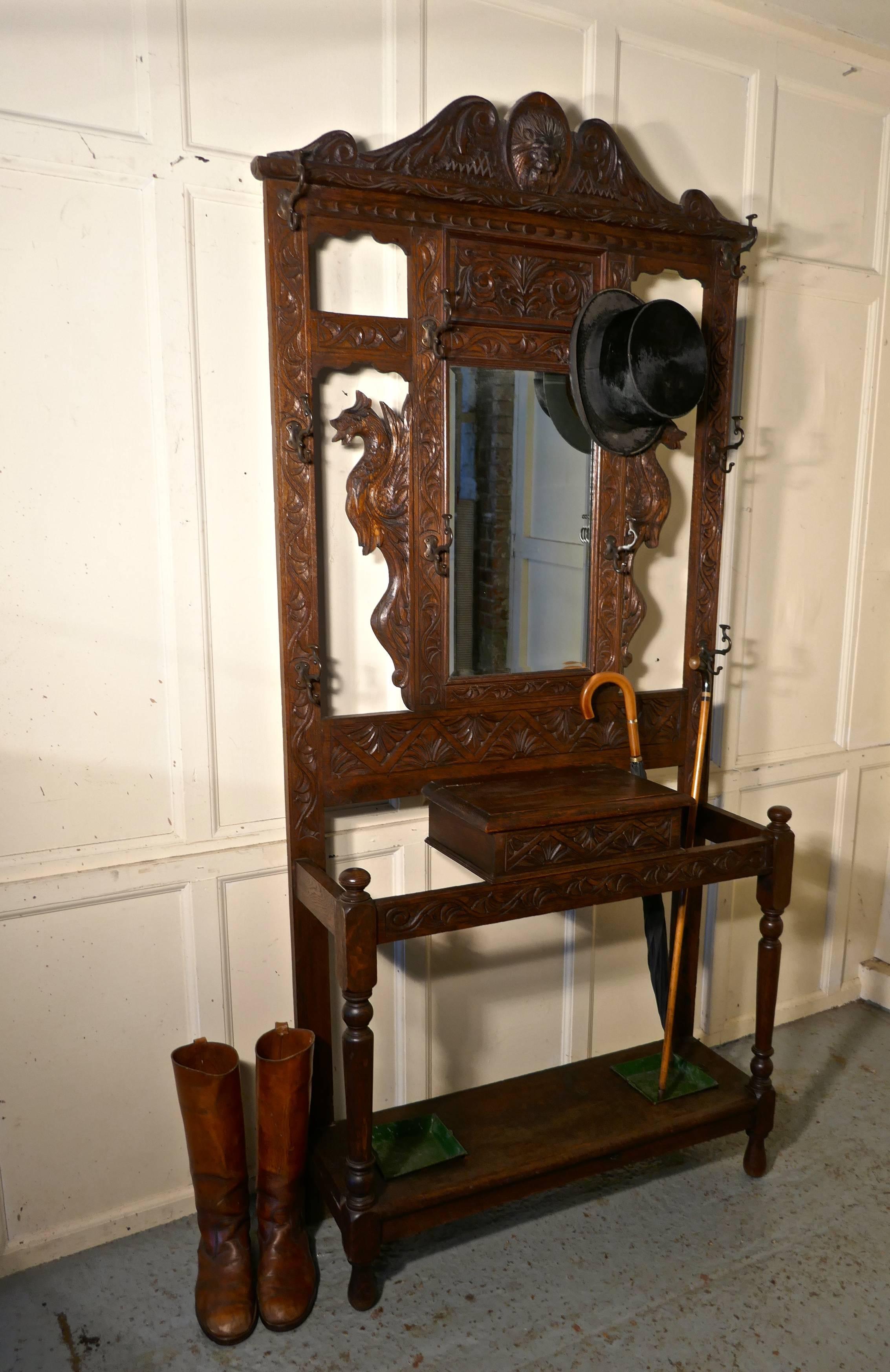 Victorian Green Man Gothic Carved Oak Hall Stand at 1stDibs victorian